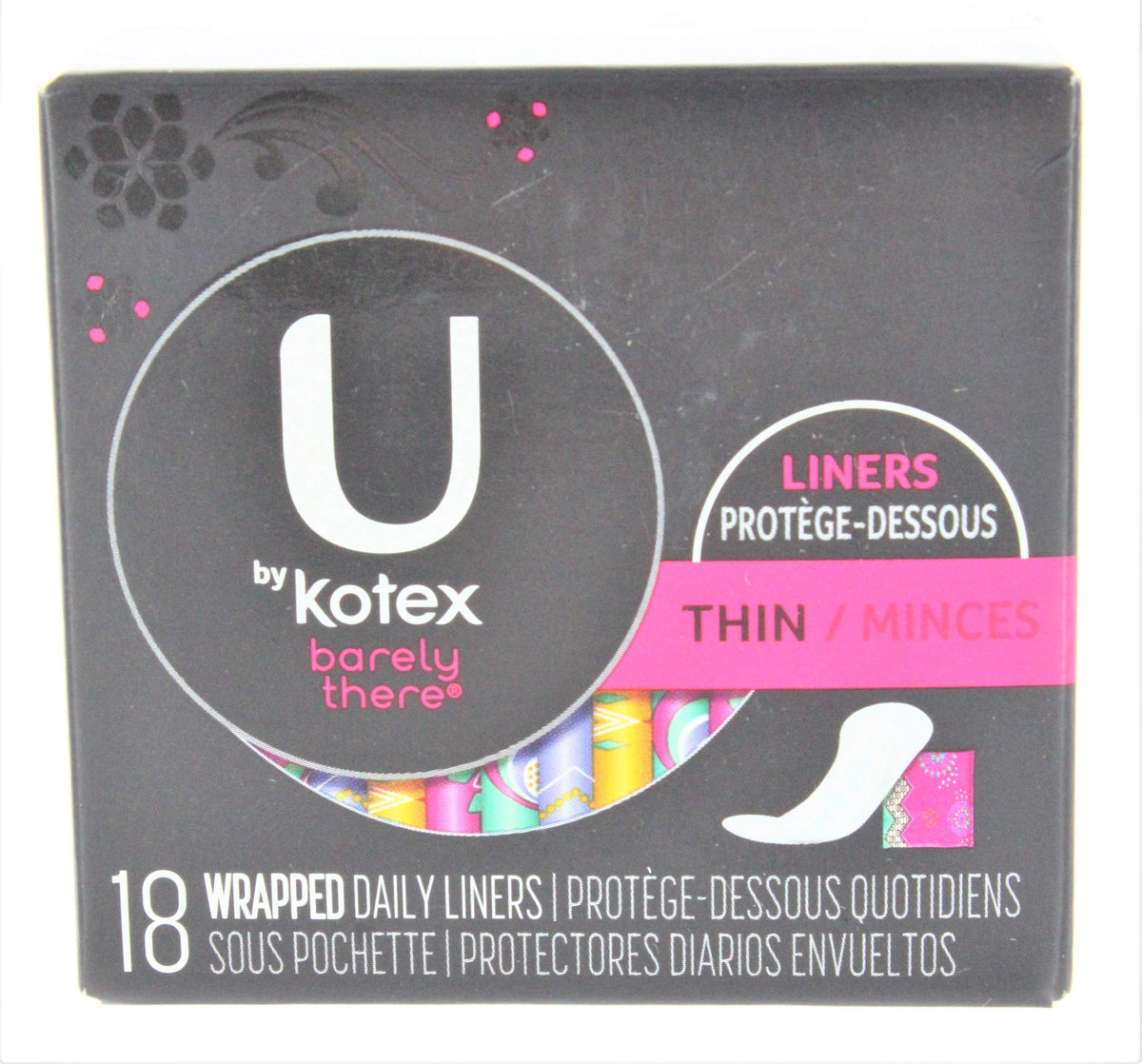 Kotex U Protectores Diarios ultrafinos en empaque compacto para uso diario.