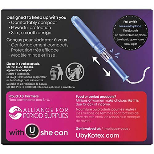 Tampones U Kotex Click Compactos detalle de absorción Súper para días intensos.