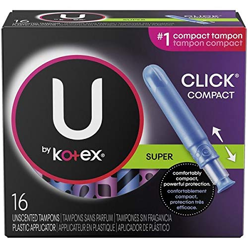 Tampones U Kotex Click Compactos en embalaje doble para uso diario.