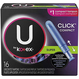 Tampones U Kotex Click Compactos en embalaje doble para uso diario.