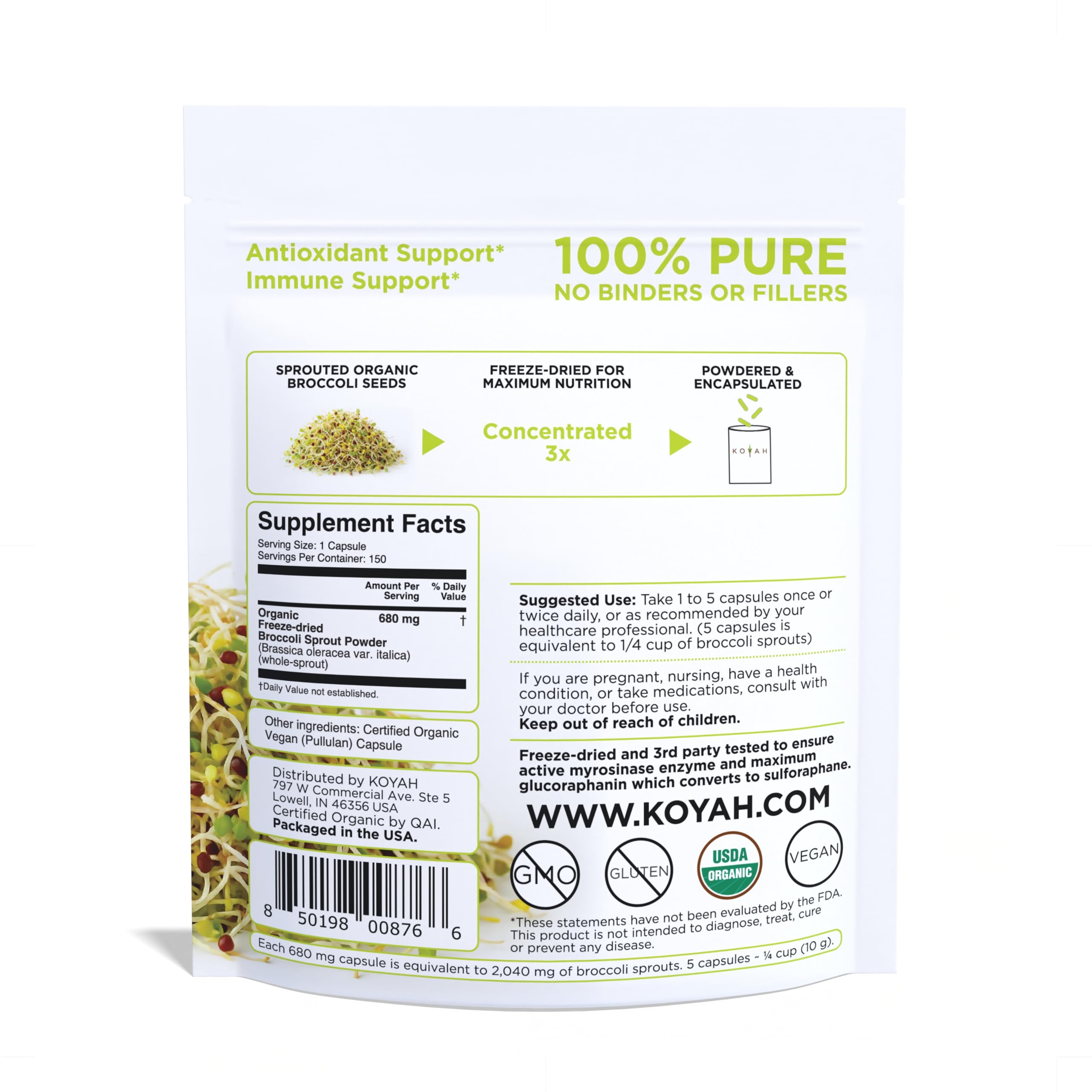 KOYAH cápsulas brócoli sprout listas para caja de almacenamiento