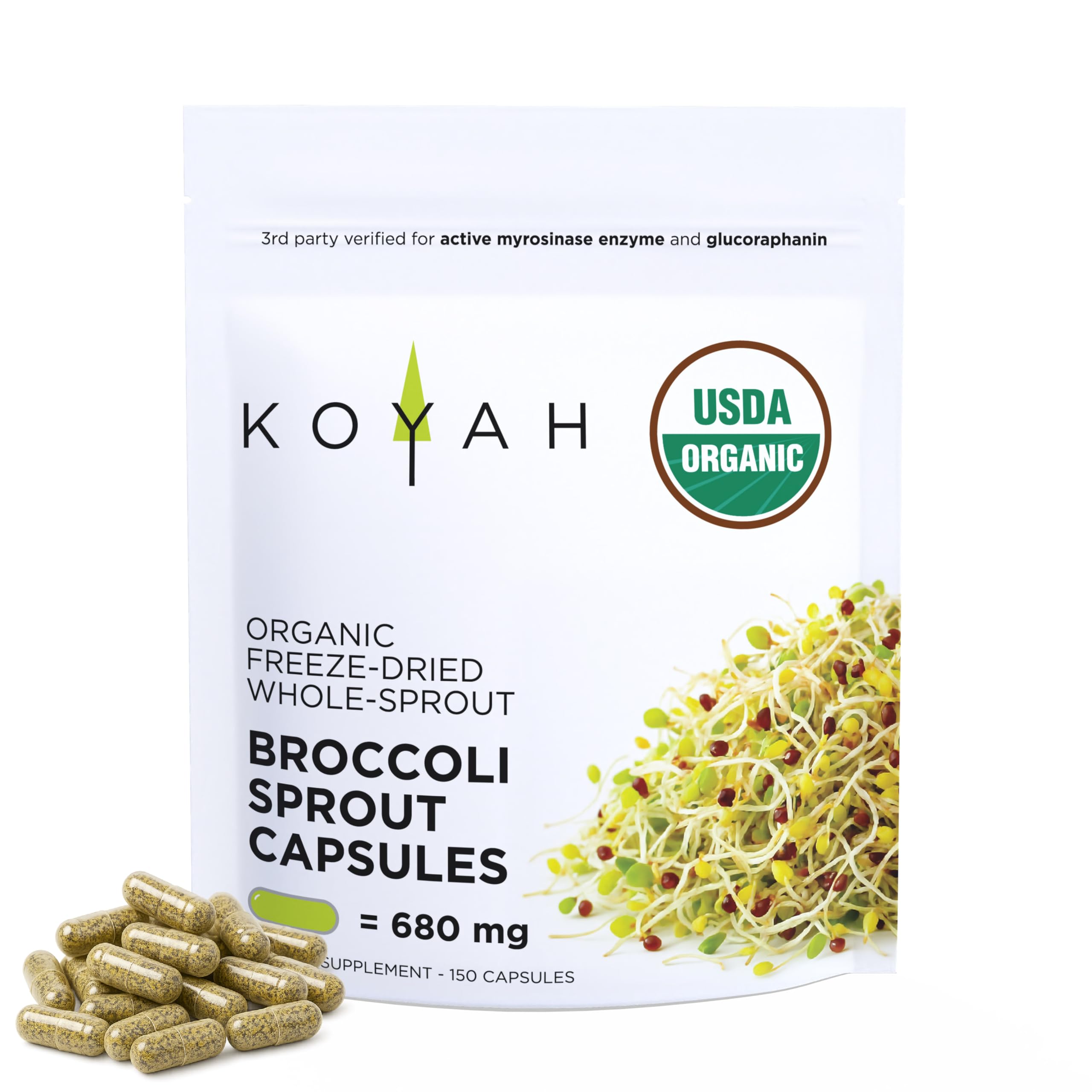KOYAH cápsulas de brócoli sprout en envase compacto para la rutina diaria