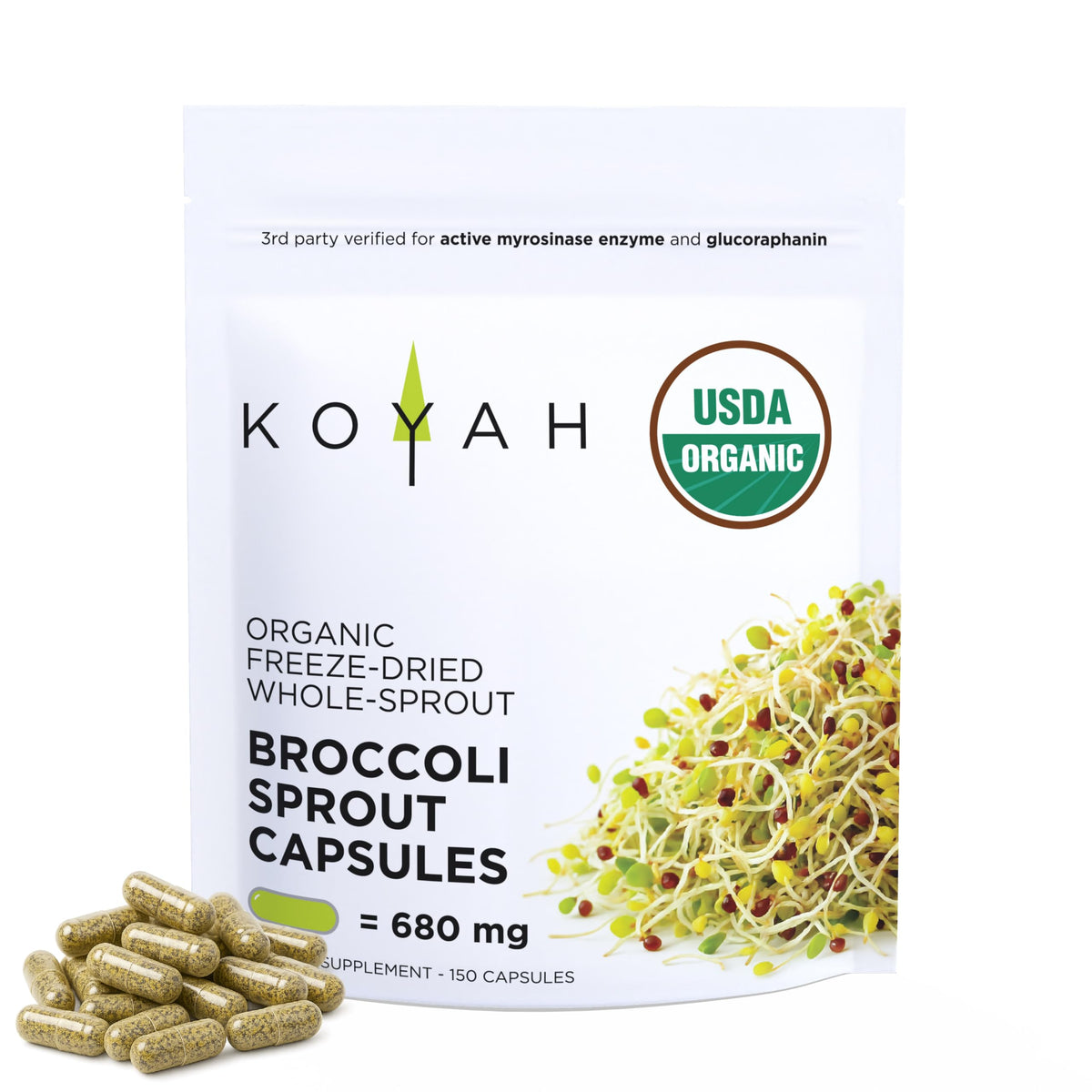 KOYAH cápsulas de brócoli sprout en envase compacto para la rutina diaria