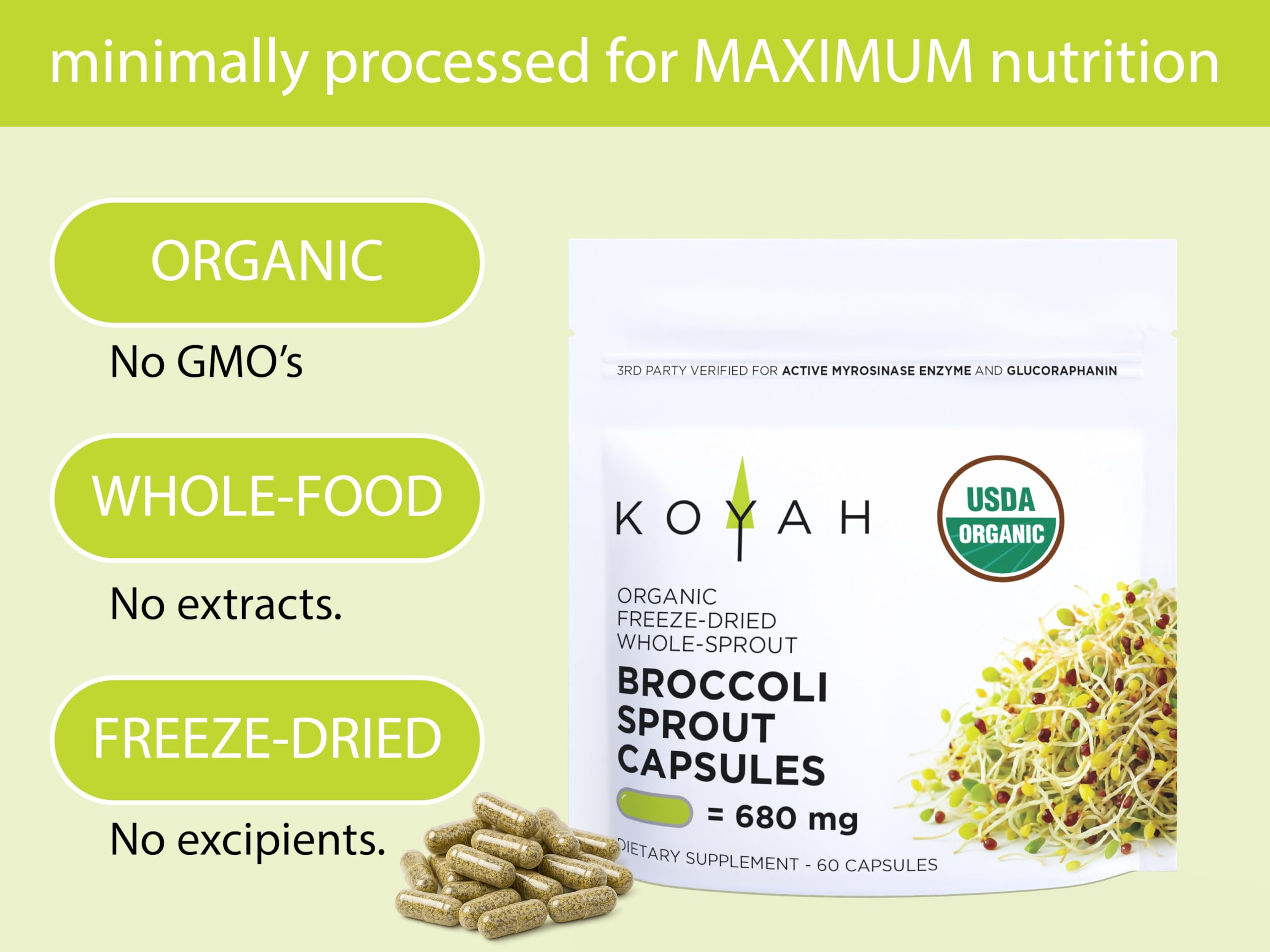 KOYAH etiqueta y logo, destacando producto orgánico para un estilo de vida más natural.
