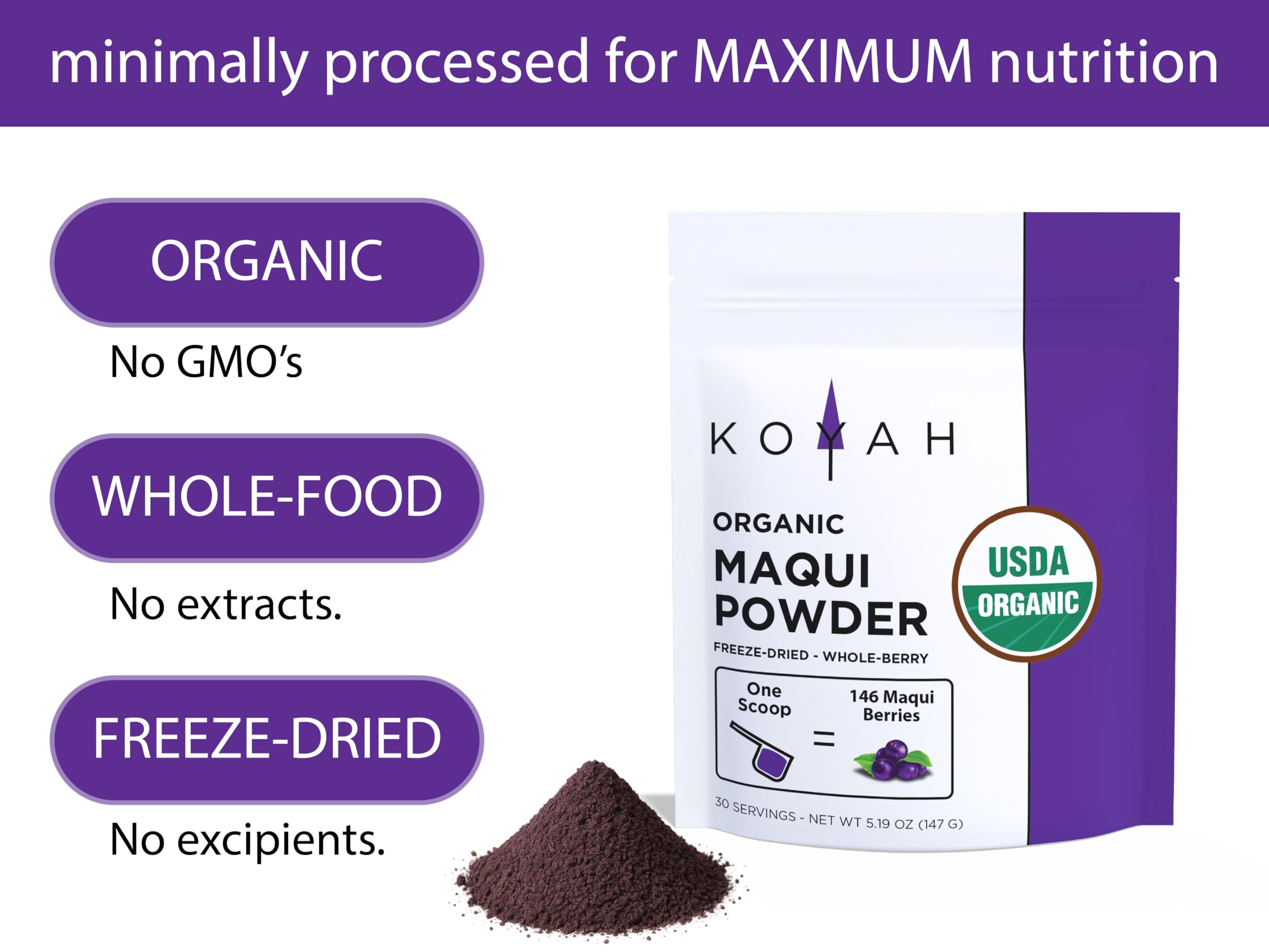 KOYAH Maqui sin gluten vegano polvo multiuso para recetas