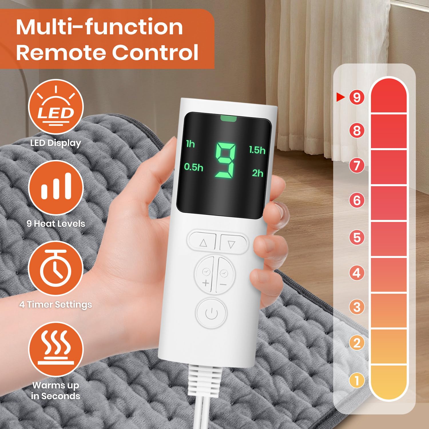 KQPZ almohadilla de calor con control de nueve temperaturas para espalda o cuello