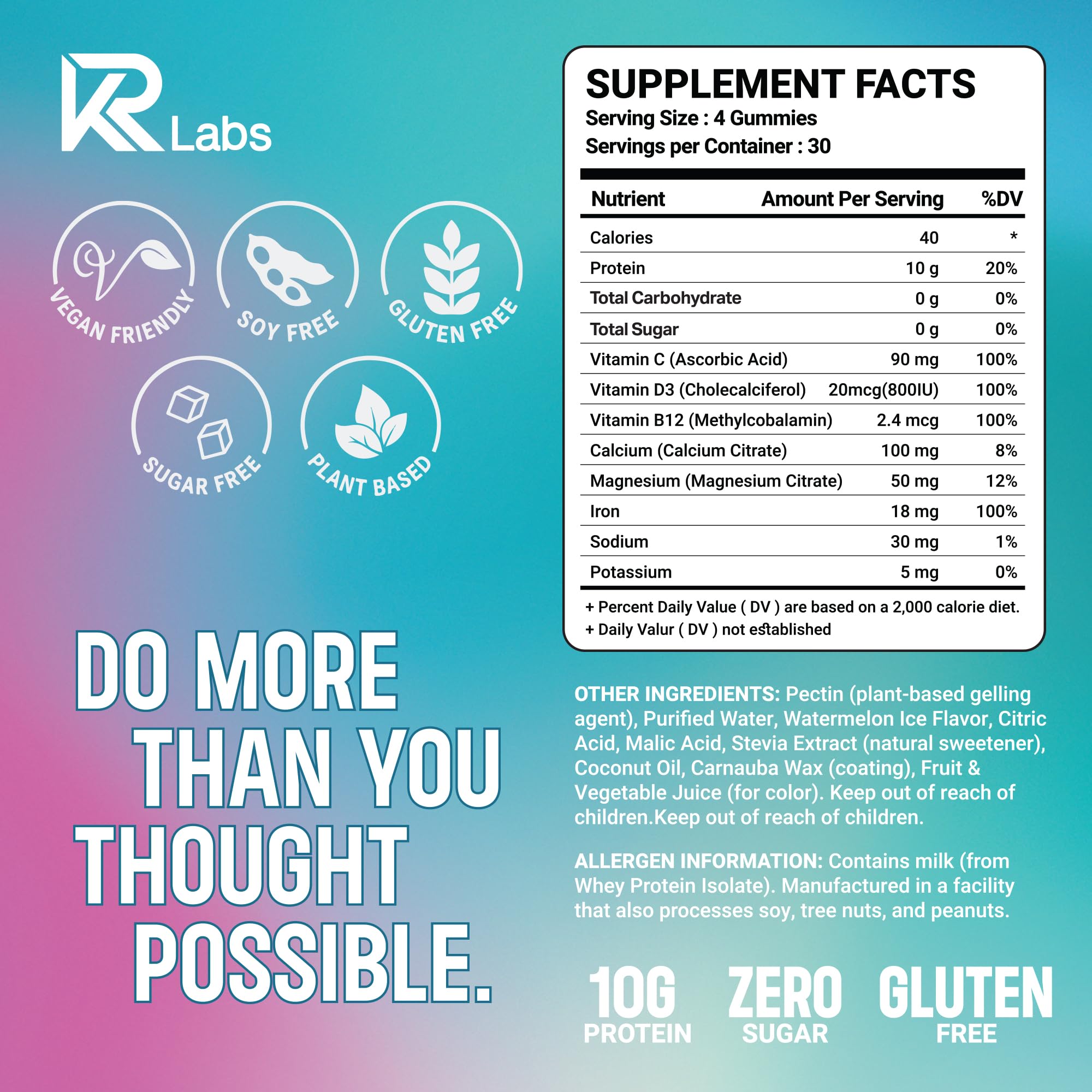 Detalle de la gomita KR Labs Clear Whey: textura brillante