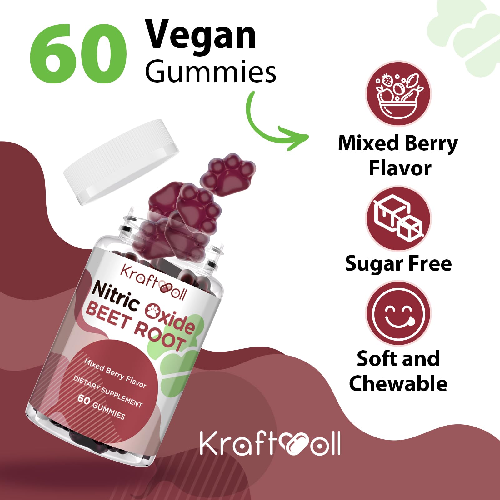 Kraftvoll gominolas oxido nitrico con polvo de uva, antioxidantes para apoyo diario