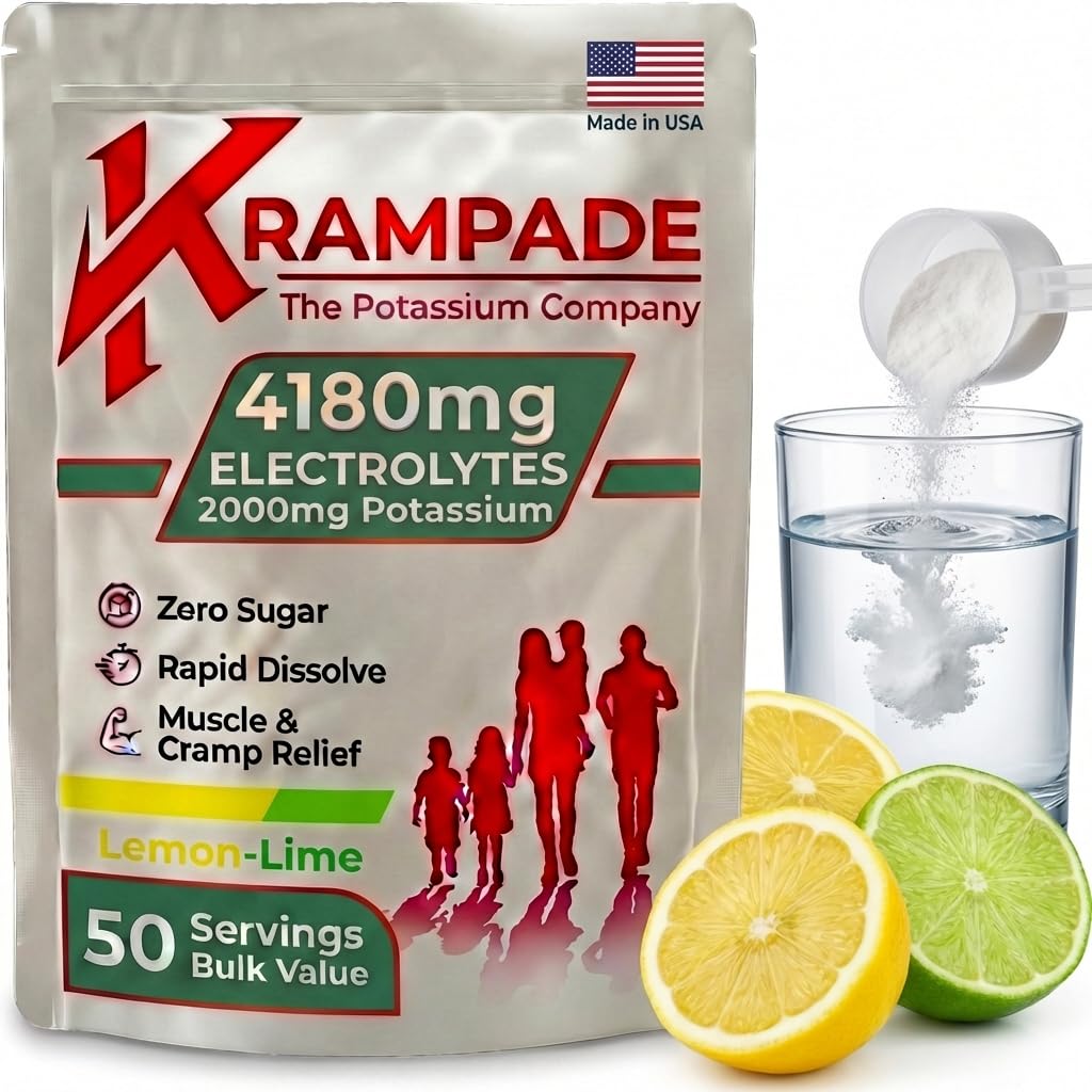 Krampade polvo de electrolitos, alto potasio para hidratación