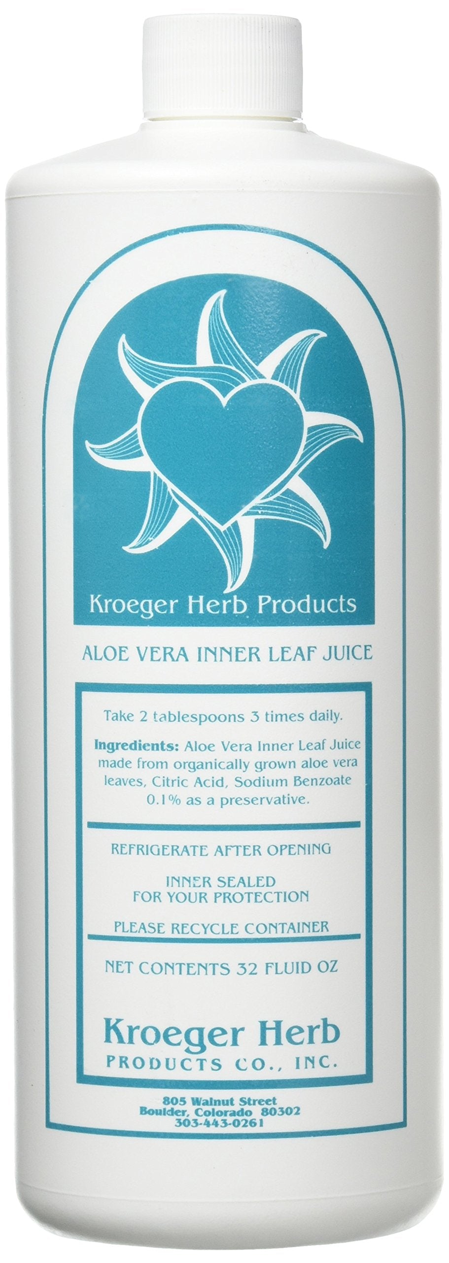 Kroeger Herb Aloe Vera Gel con hoja interior, hidratación suave para la piel.