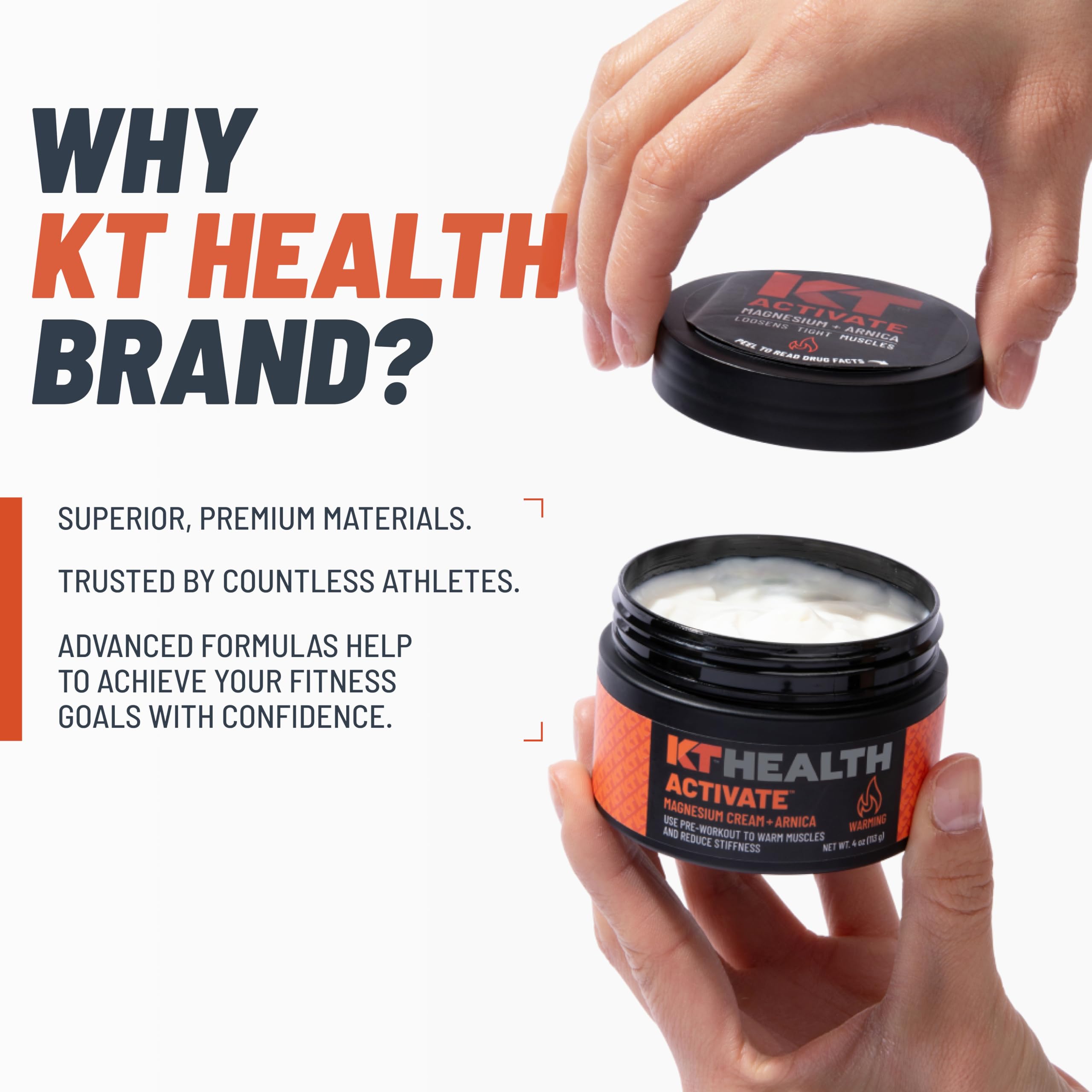 Aplicación de masaje de la crema KT Health Activate para activar músculos