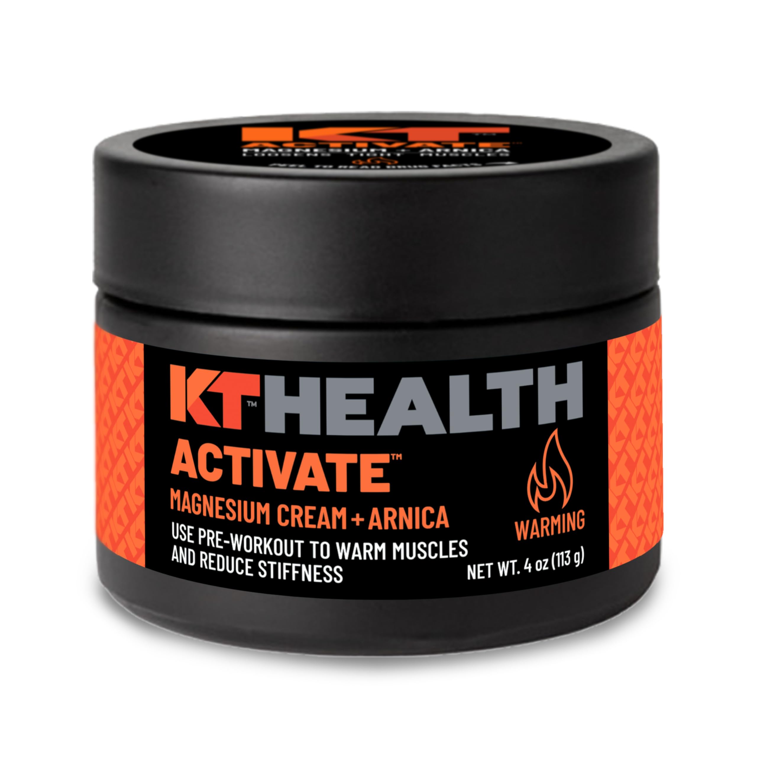KT Health Activate Crema de Magnesio en bote para preparar músculos antes del entrenamiento