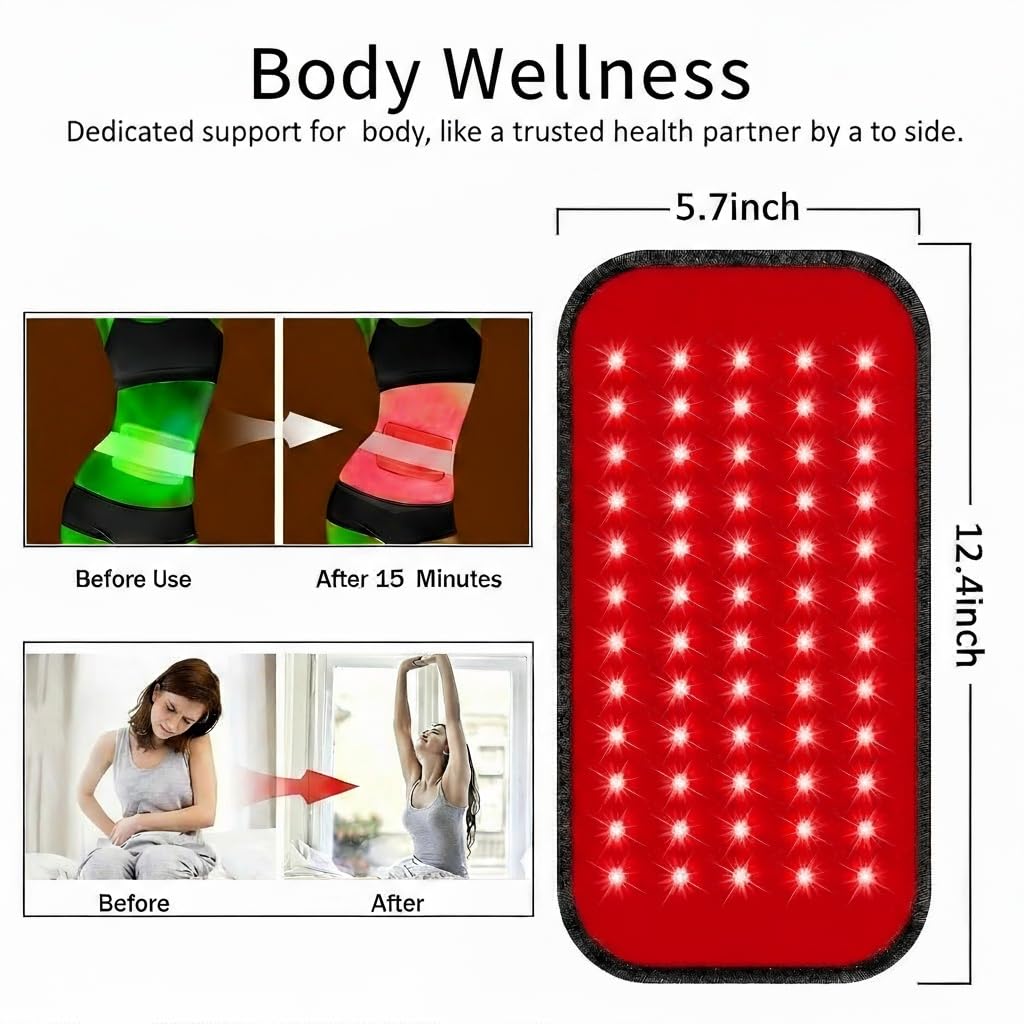 Tapete KTS para cintura con terapia de luz roja, uso relajante.