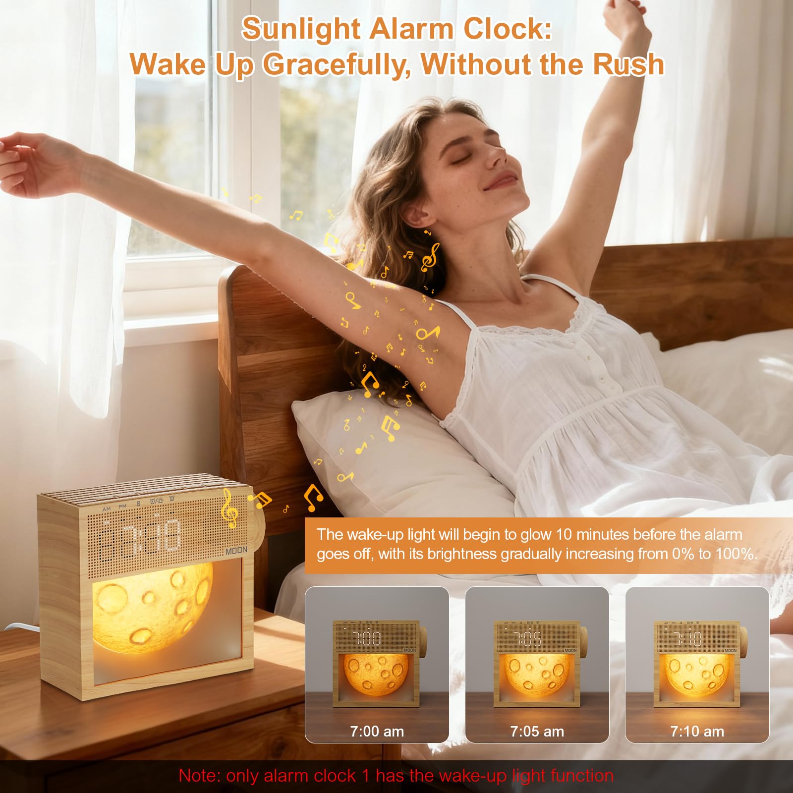 KuflooQ despertador, luz-nocturna-ajustable para dormir con calma.
