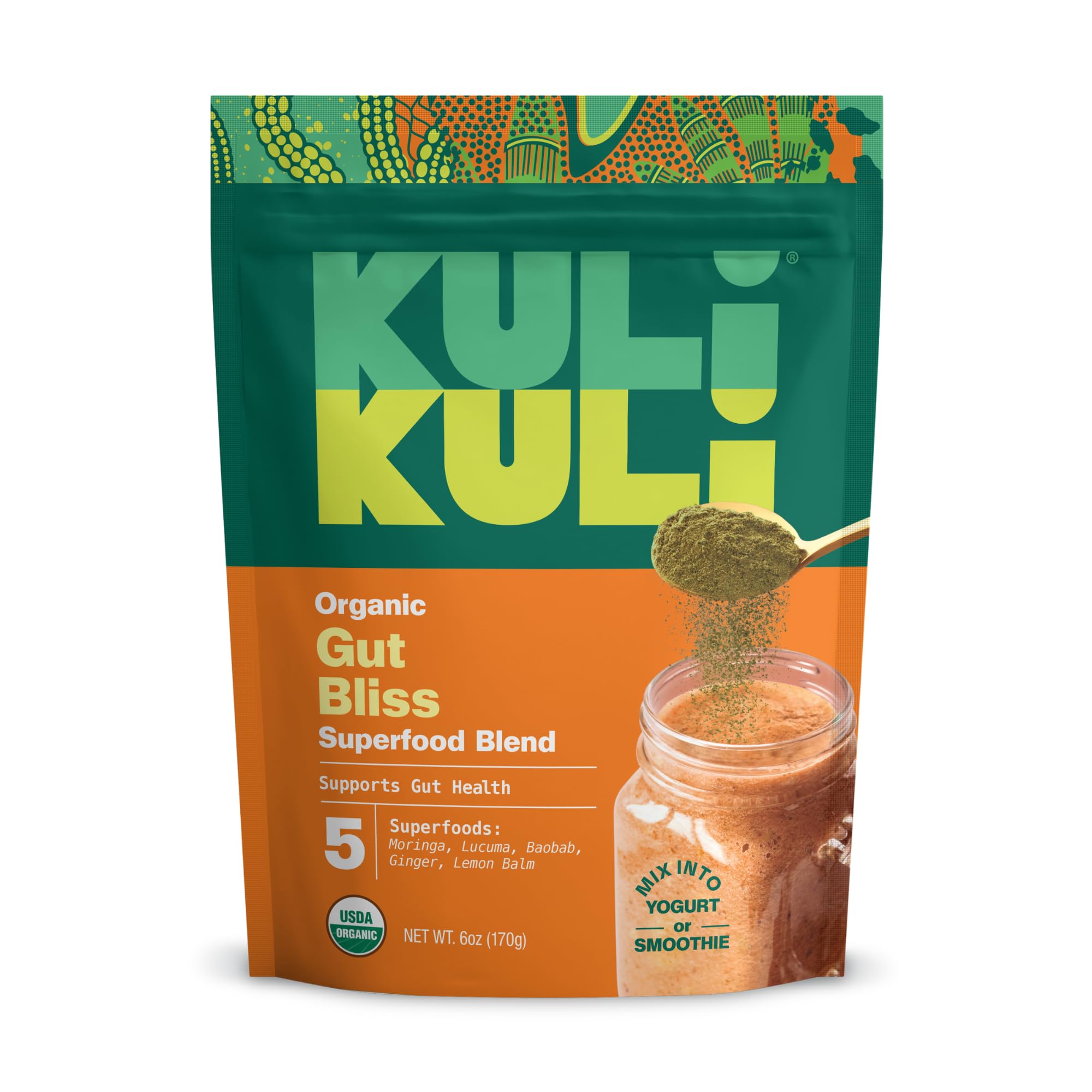 Kuli Kuli Gut Bliss polvo para apoyar el bienestar intestinal y la digestión diaria