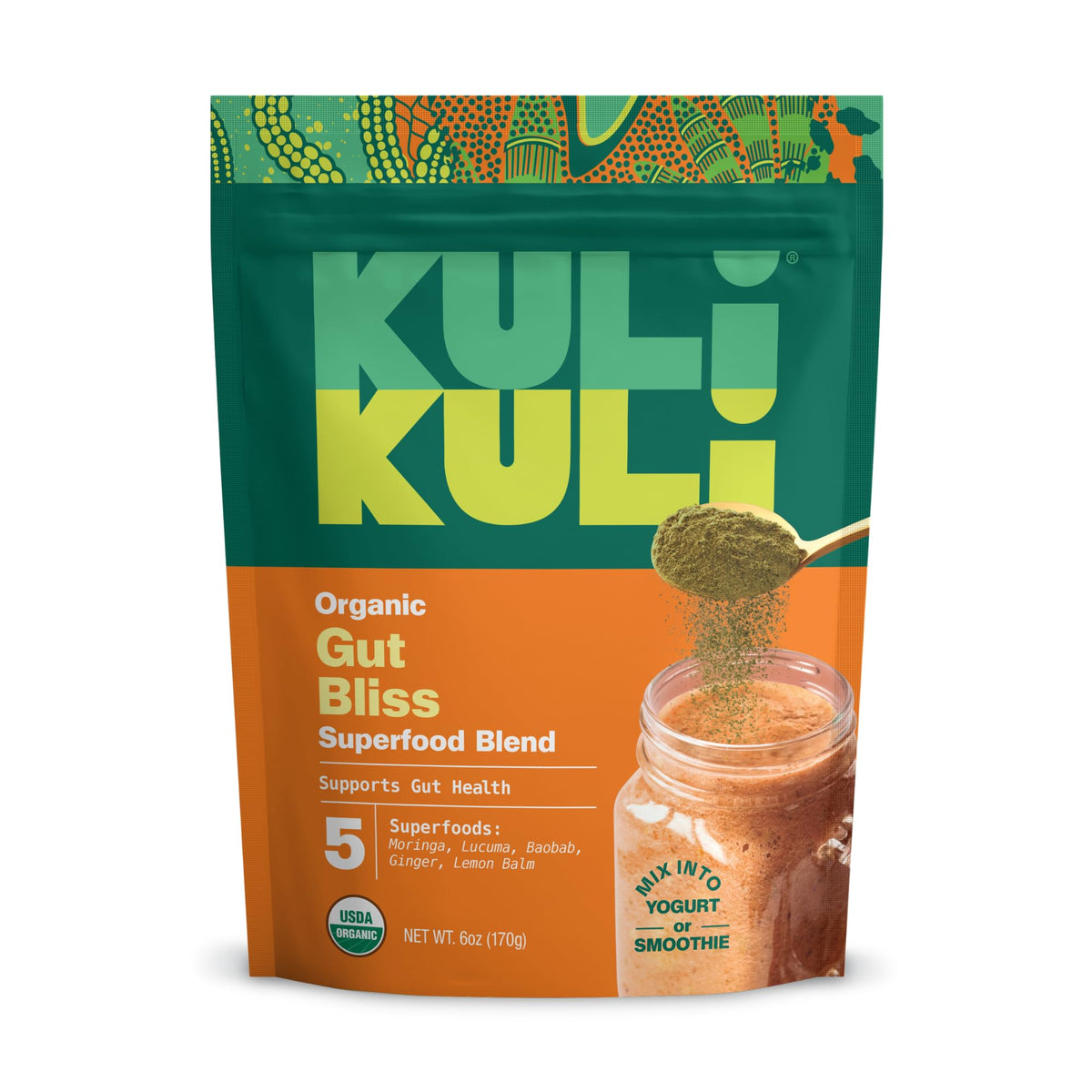Kuli Kuli Gut Bliss polvo para apoyar el bienestar intestinal y la digestión diaria