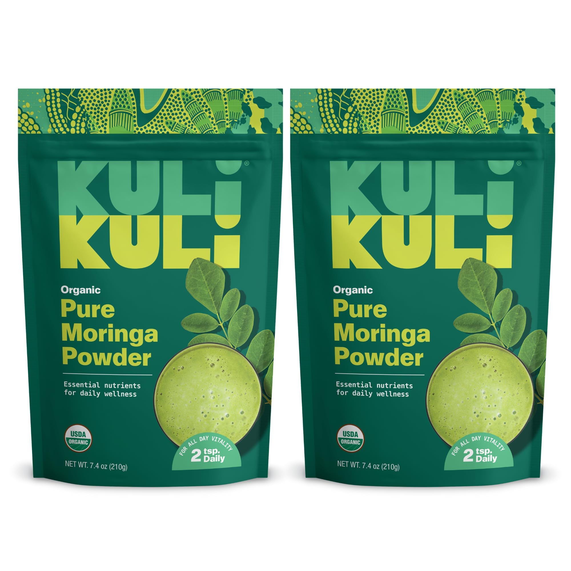 Kuli Kuli Moringa Polvo Hojas Verdes para batidos y yogur, color verde intenso