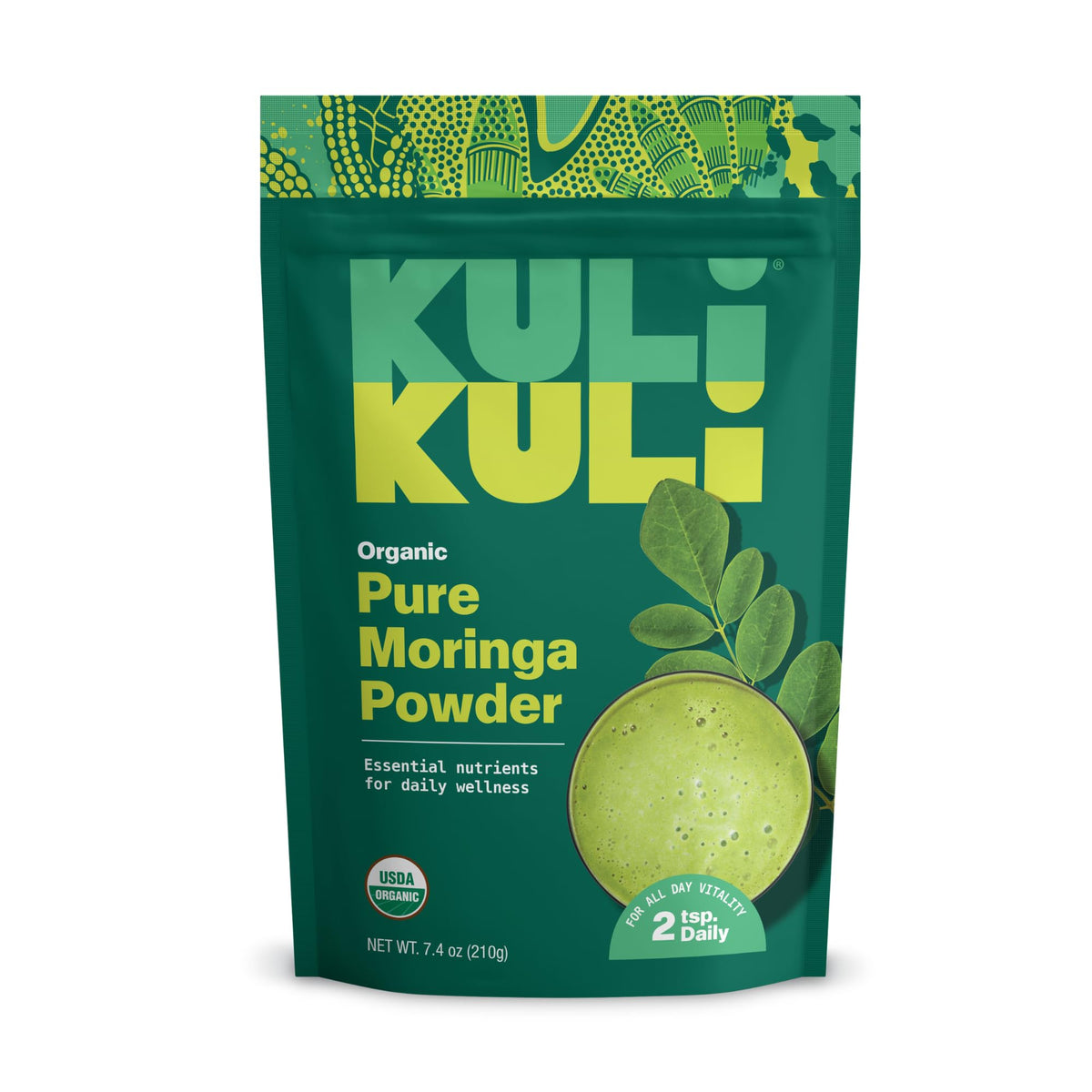 Kuli Kuli Moringa polvo orgánico en bote, aporta nutrientes para batidos diarios
