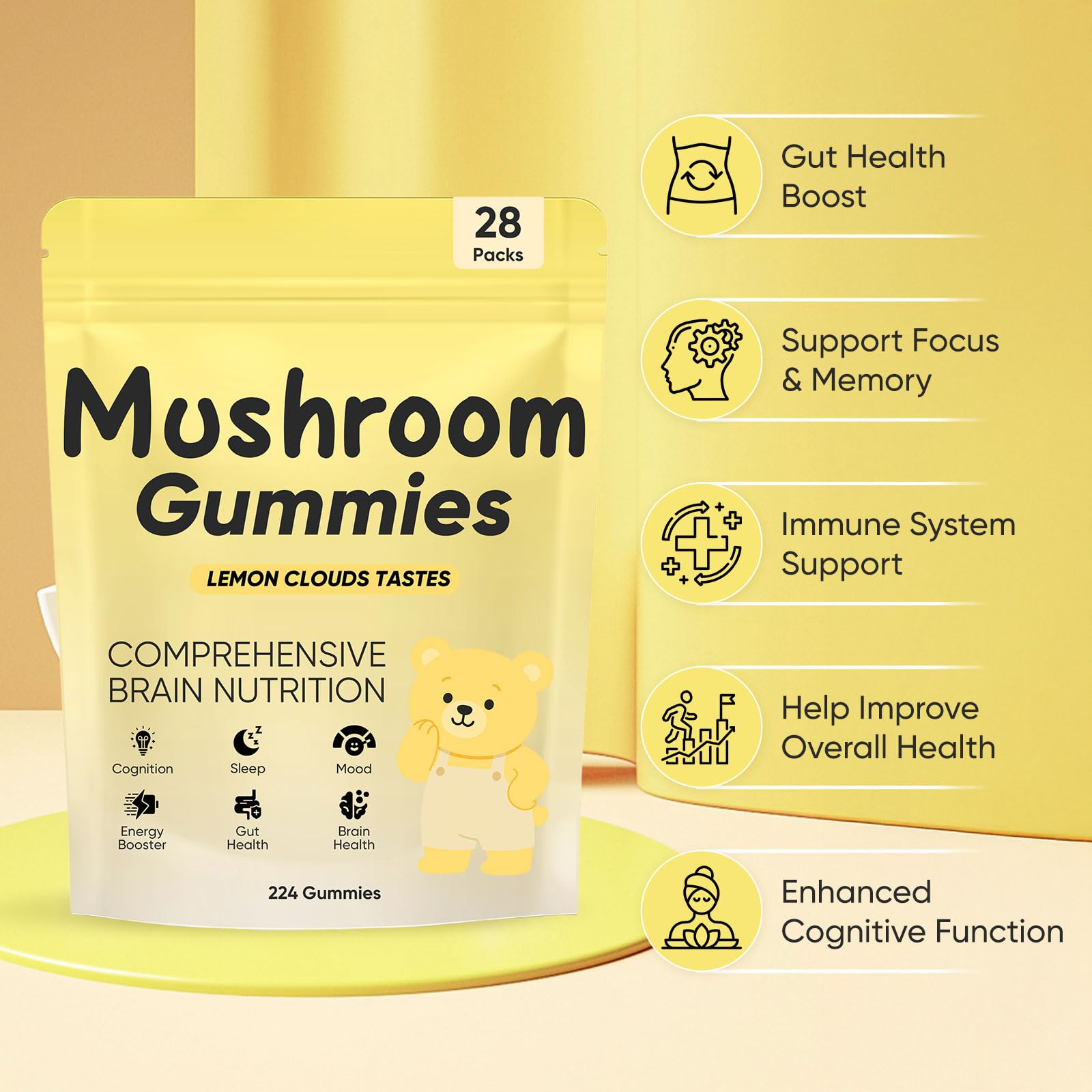 Gominolas veganas y sin gluten de Kunlen para bienestar diario.
