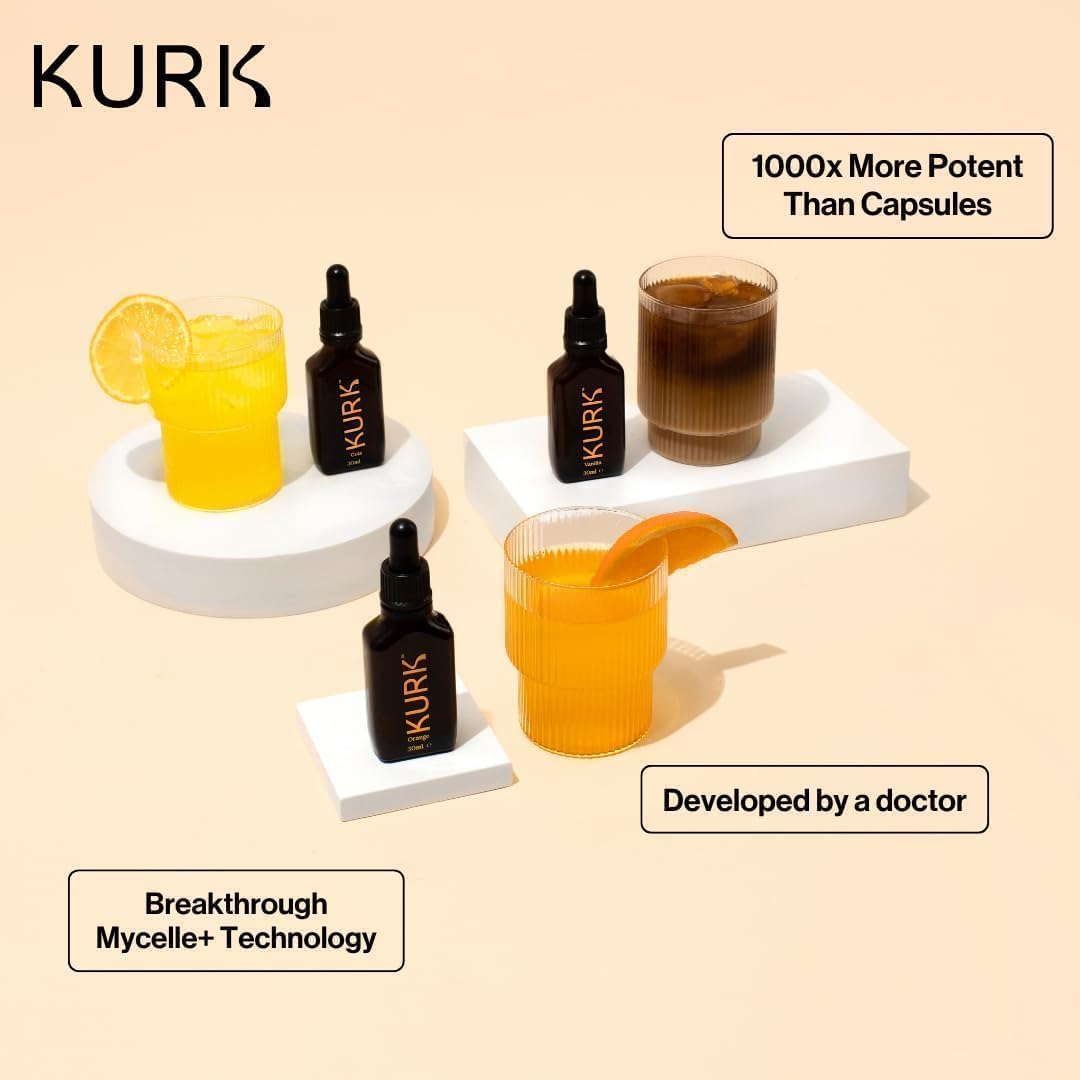 Kurk Essential curcuma gotas sin calorías para añadir a bebidas
