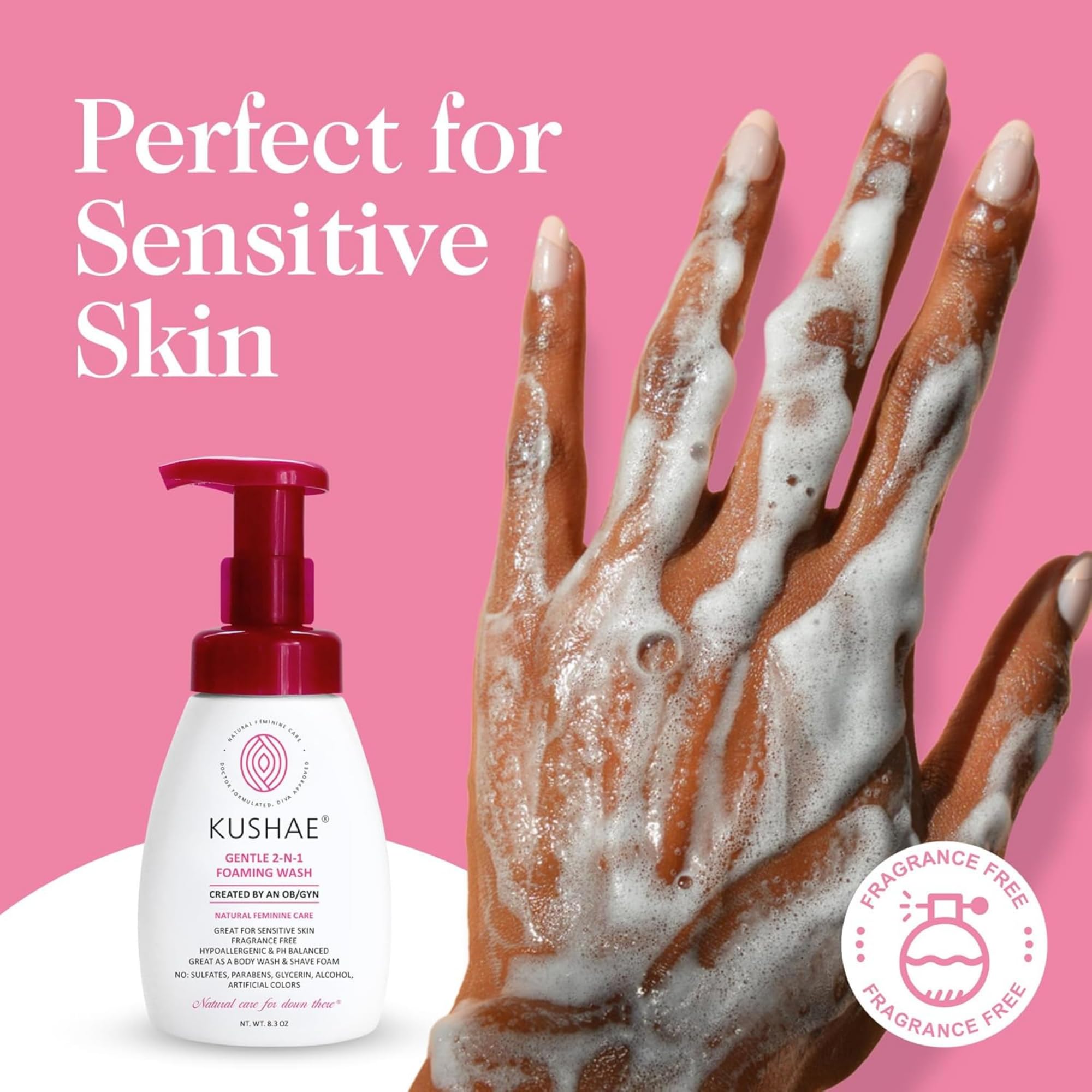 Kushae Gentle: sin fragancia, adecuado para piel sensible.