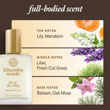 Kuumba Made Lirio de los Valles, frasco compacto, perfecto para bolso y viaje.