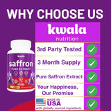 Kwala Nutrition azafrán fabricado en EE. UU. con ingredientes globales.