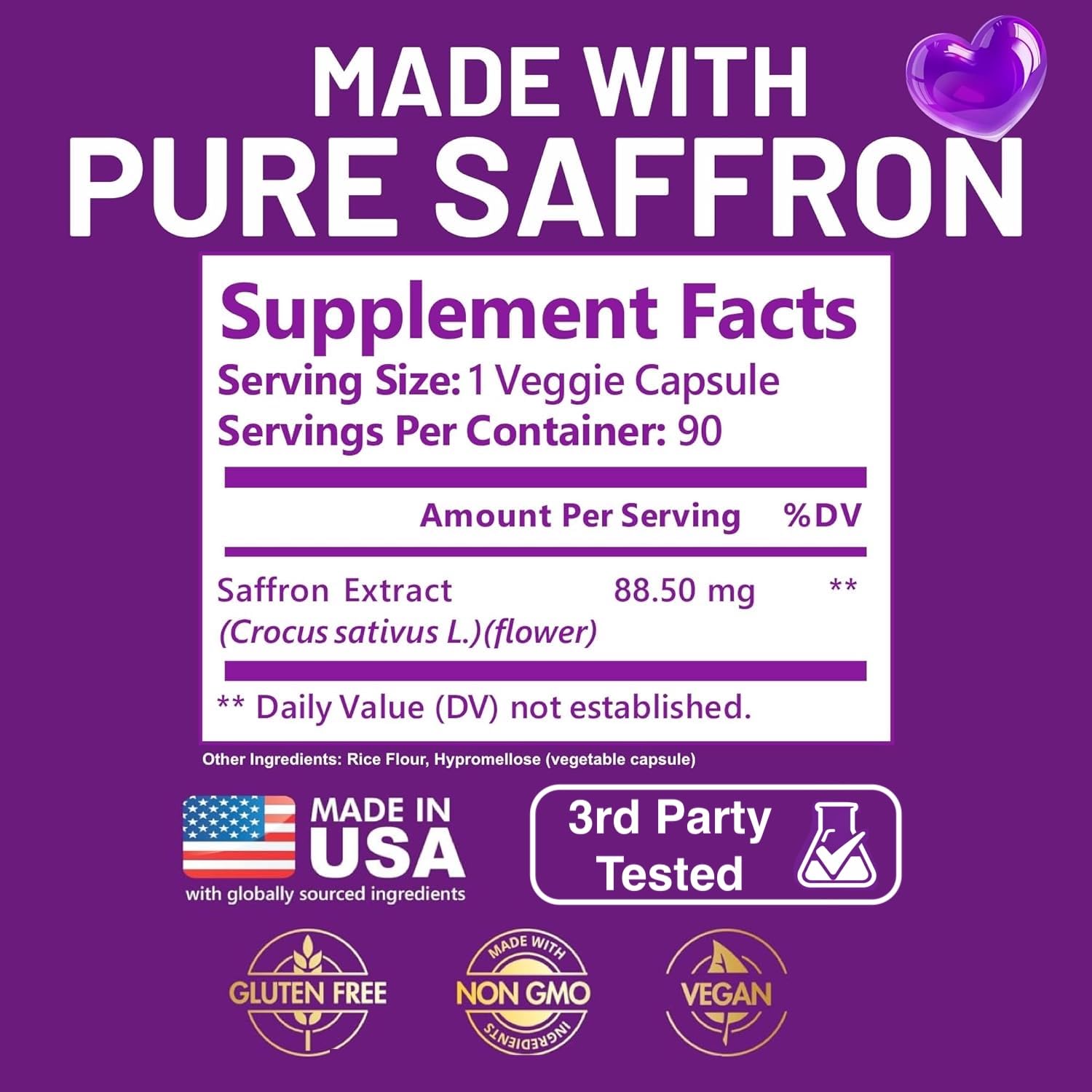 Kwala Nutrition azafrán con certificación de terceros para pureza.
