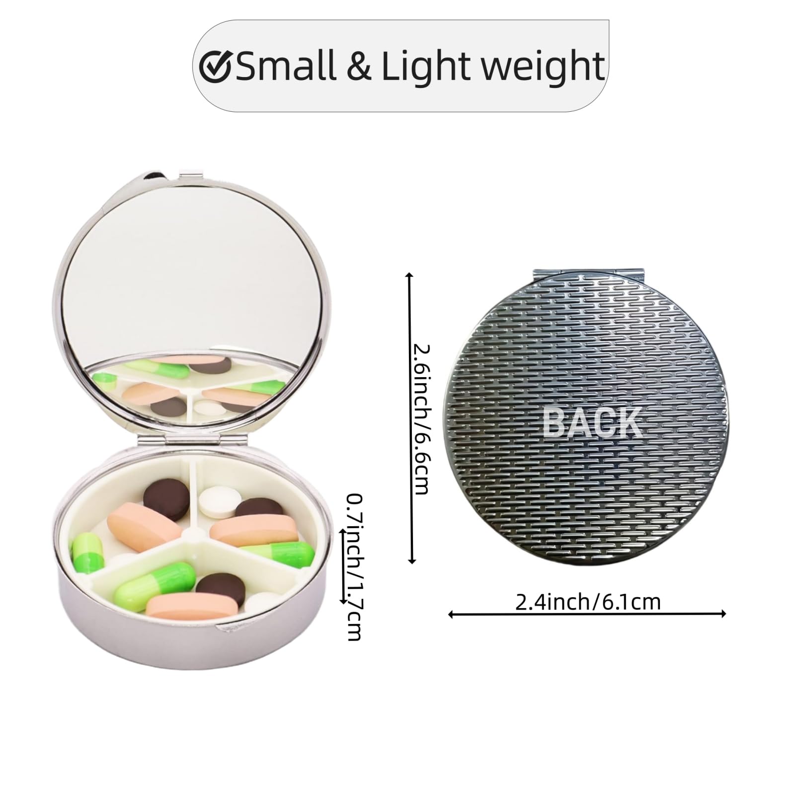 KWSAAHU caja pastillas metalica compacta con diseno divisible ideal para viaje.