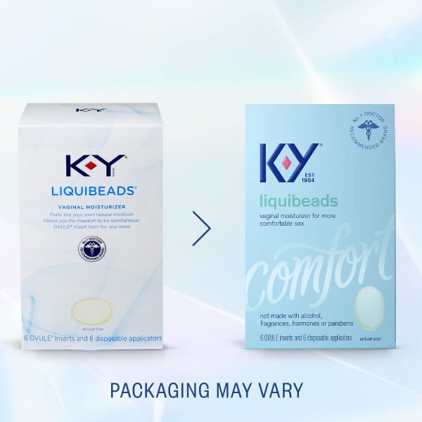 Empaque discreto de K-Y Liquibeads para almacenamiento confidencial.