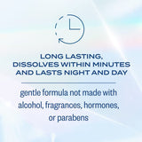 Formula sin alcohol ni fragancias, suave para zonas sensibles.