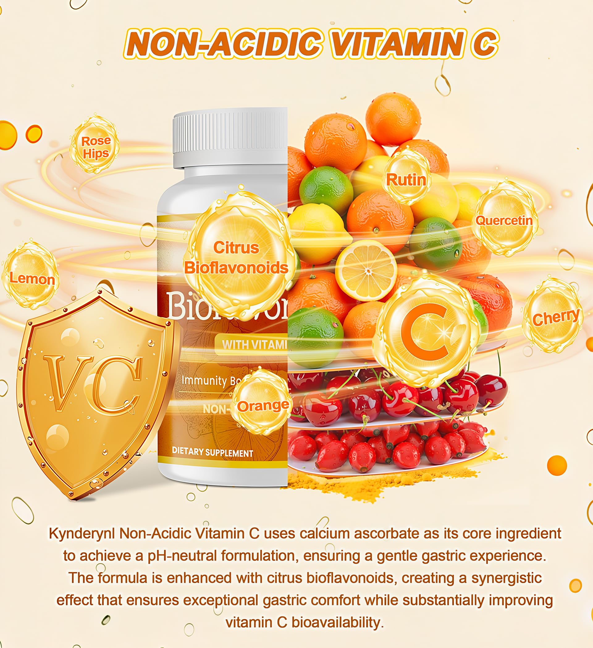 Mezcla de Bioflavonoides cítricos 1,100 mg para mejor absorción.