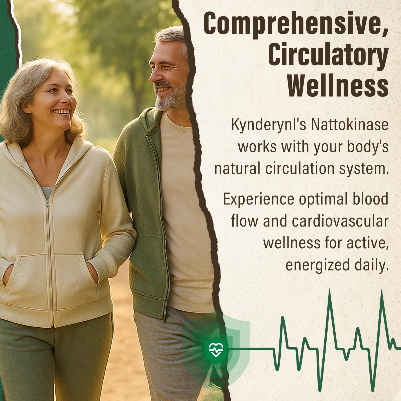 Kynderynl Nattokinase: etiqueta informativa, contiene datos de dosis y beneficios.