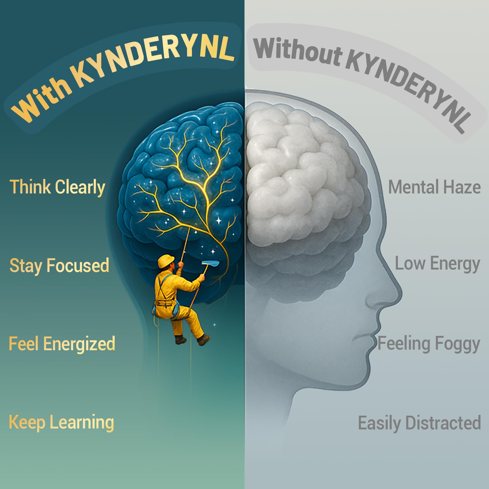Kynderynl, producto sin OGM y sin gluten, opción limpia para la salud cerebral.