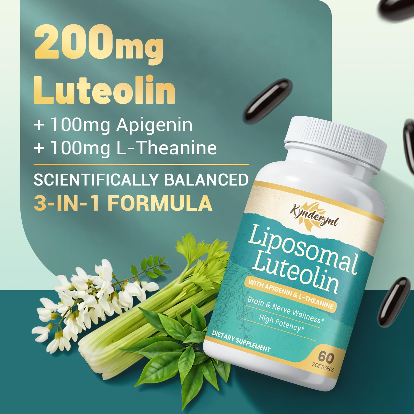 Kynderynl Liposomal Luteolin, tecnología de absorción para mayor claridad mental.