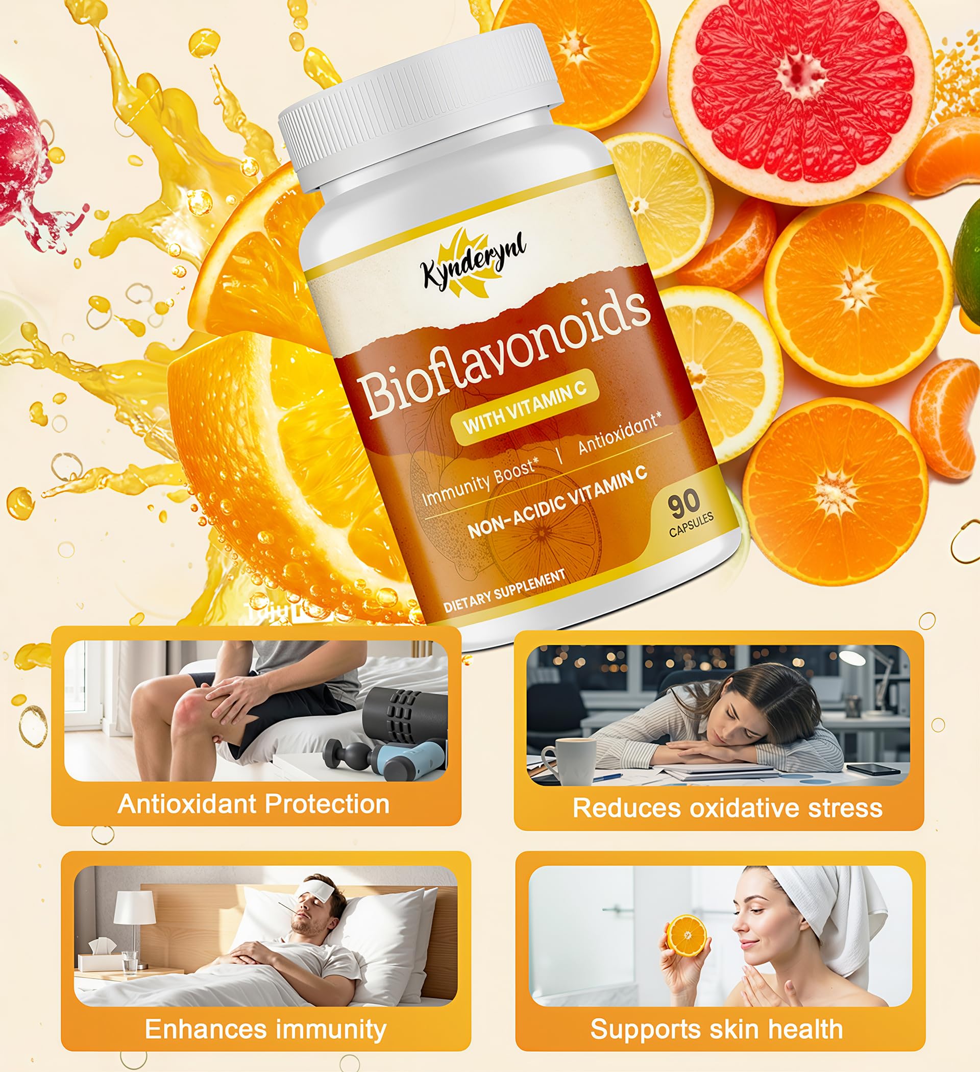 Cápsulas de Kynderynl Vitamina C para uso diario y antioxidante.