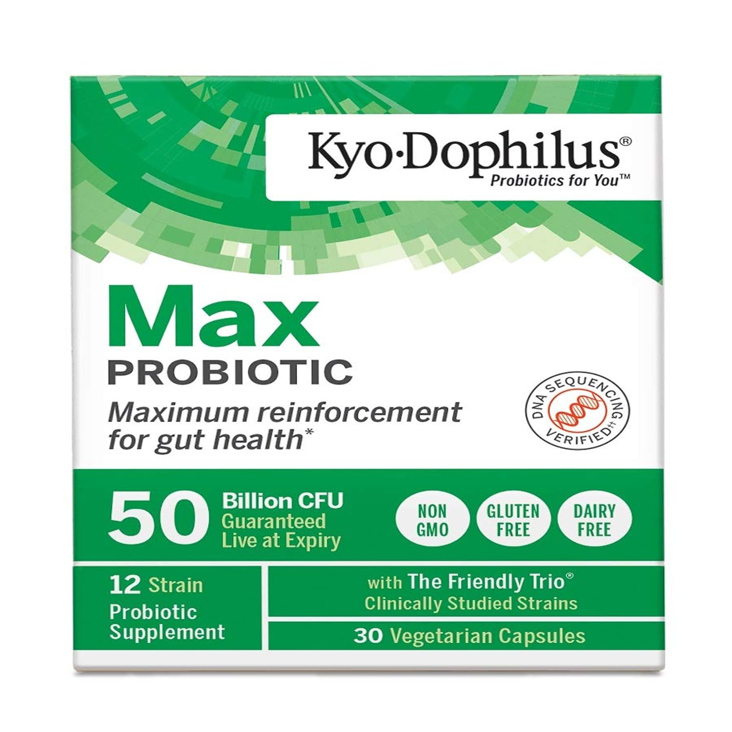 Kyo-Dophilus Max Probiotics: cápsulas en mano, tamaño práctico para dosis.