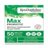 Kyo-Dophilus Max Probiotics: cápsulas en mano, tamaño práctico para dosis.
