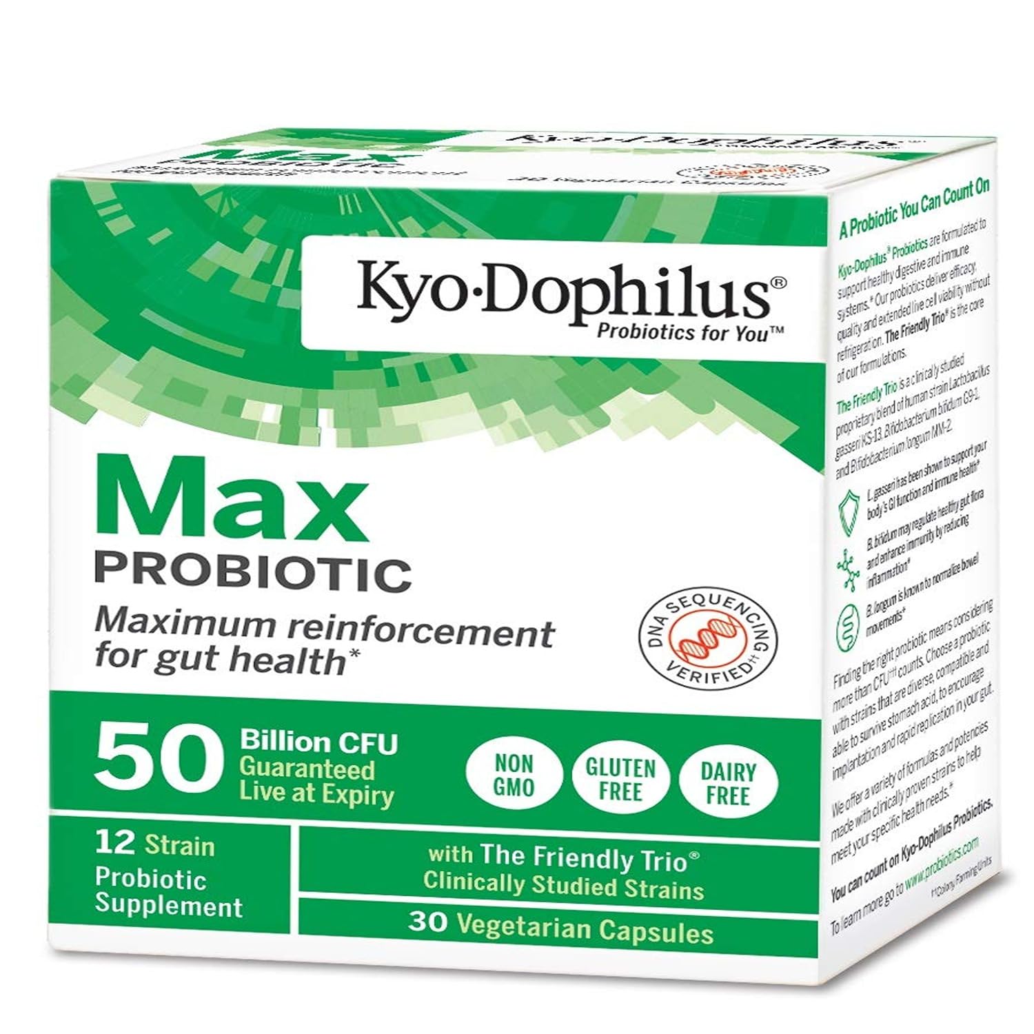 Kyo-Dophilus Max Probiotics: etiqueta nutricional, claridad sobre cepas y usos.