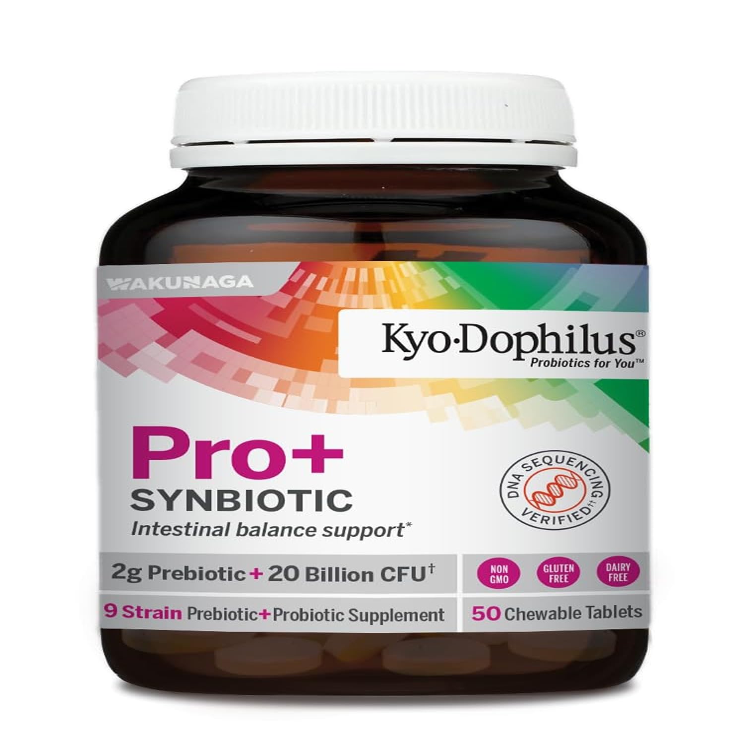 Kyo-Dophilus Pro+ Synbiotic etiqueta con cepas y detalles