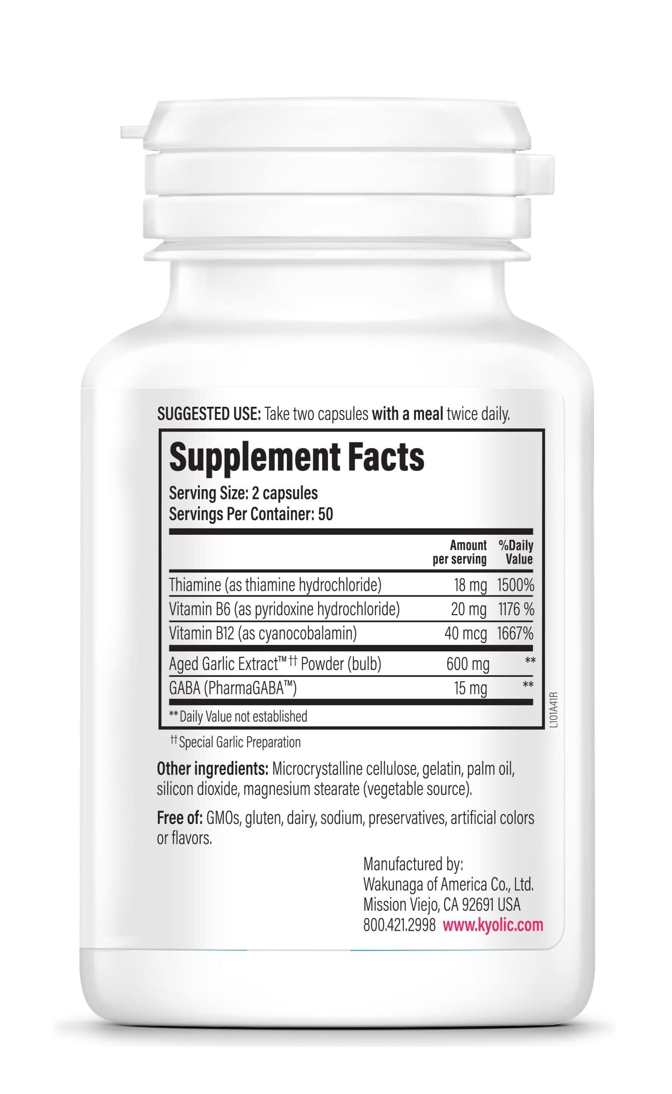Kyolic Aged Garlic Extract Formula 101, cápsulas: uso diario para bienestar general.
