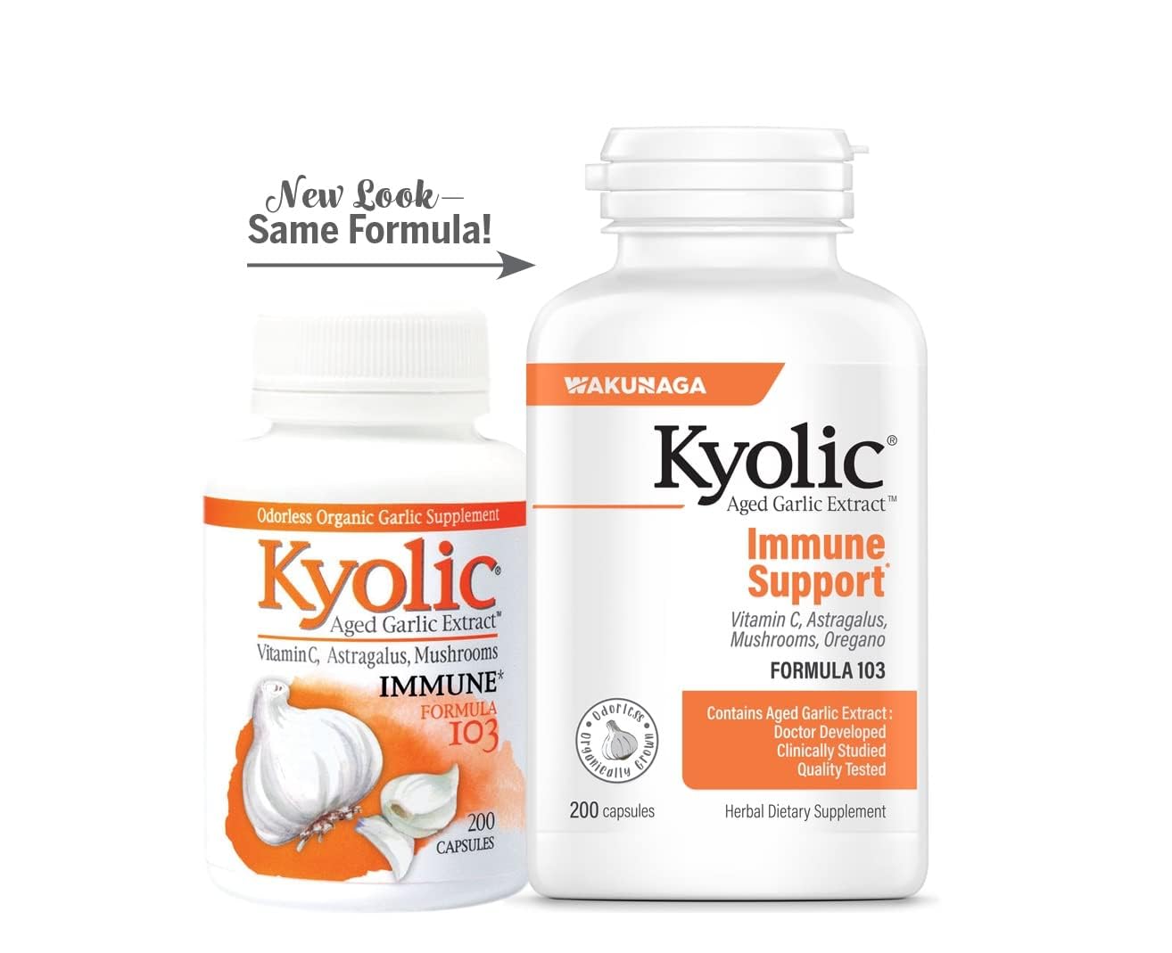 Kyolic 103 con etiqueta orgánica para consumo responsable.