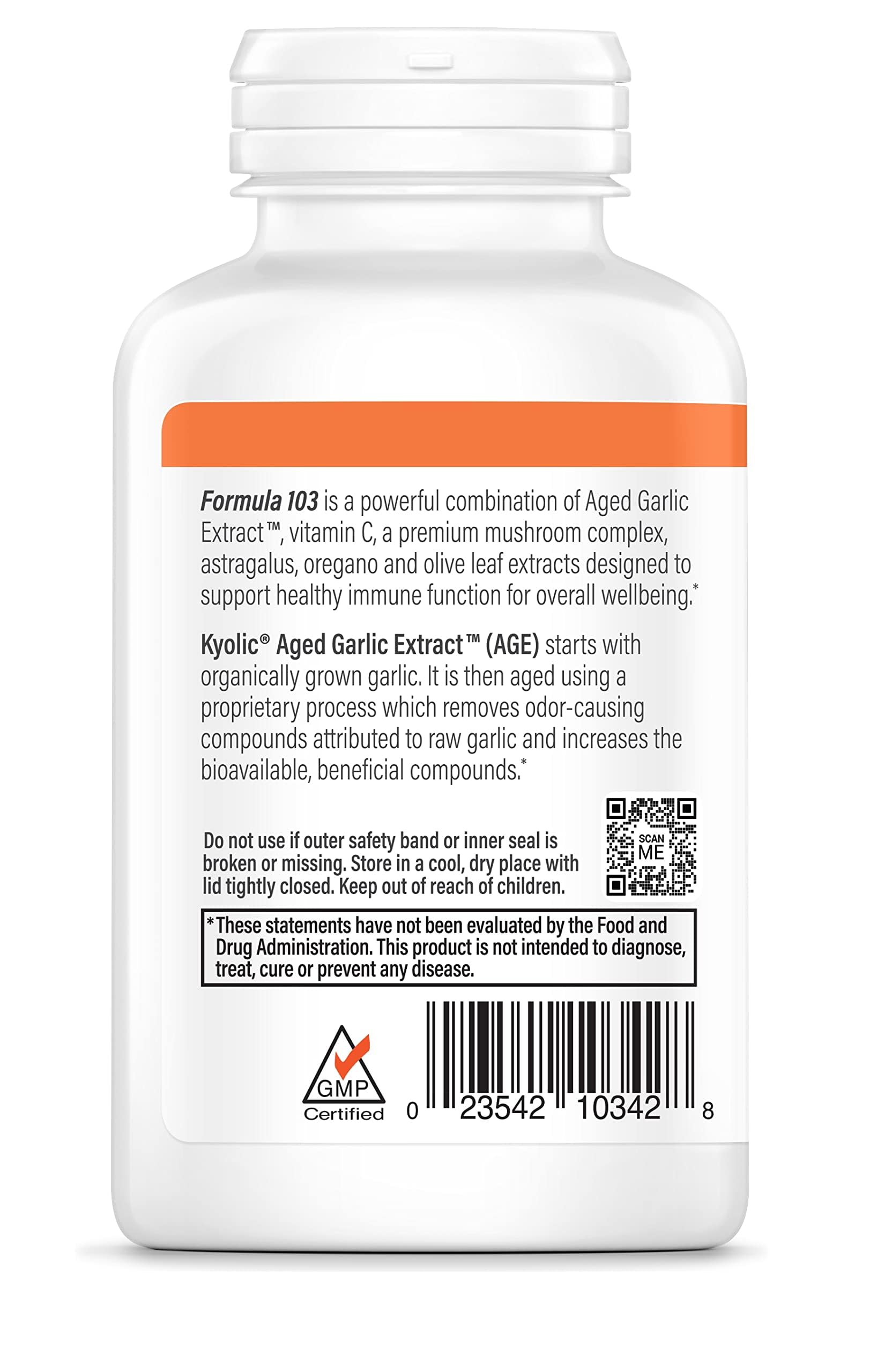 Ingredientes clave de Kyolic 103 para el soporte inmunológico.