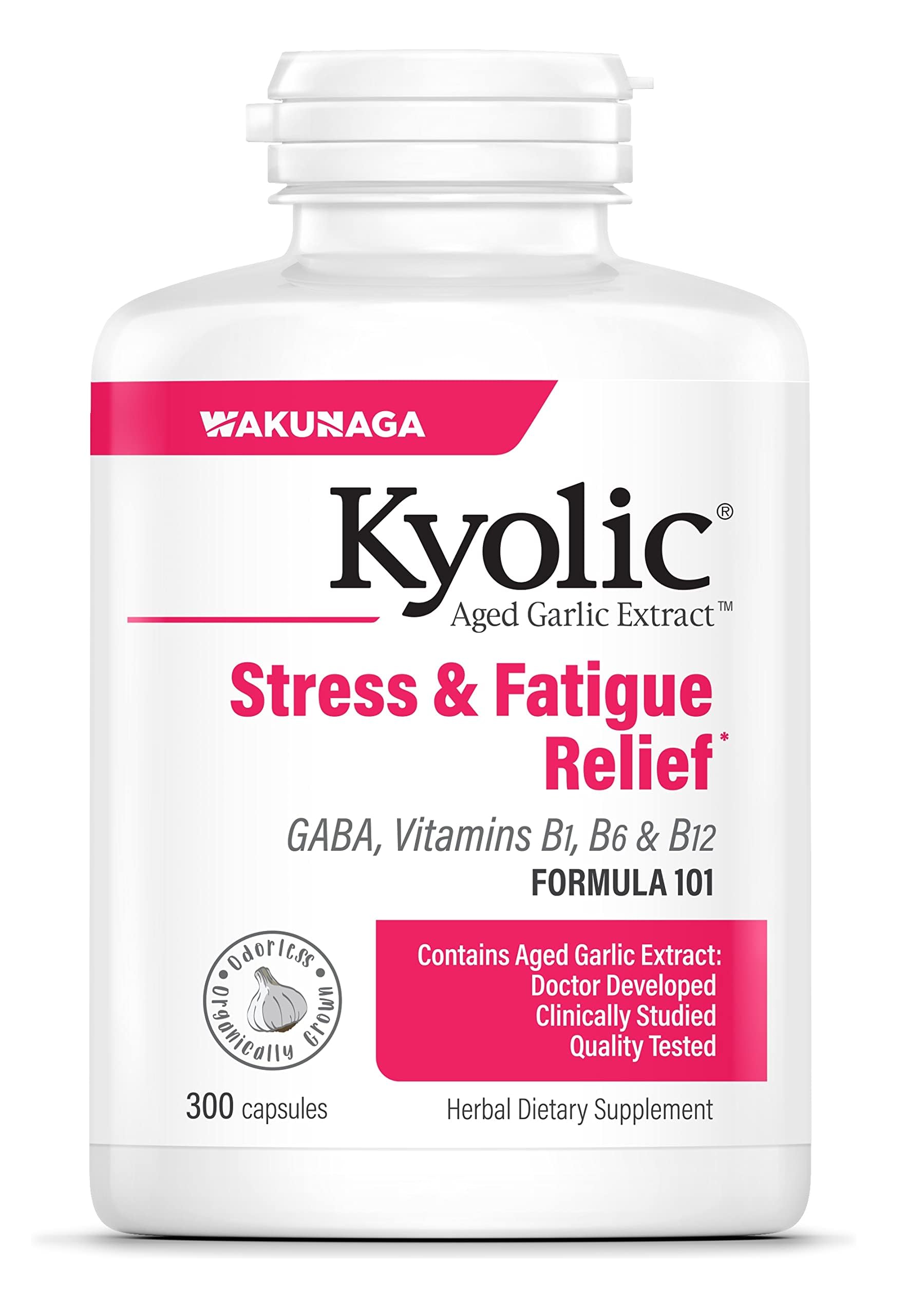 Kyolic Ajo Envejecido Fórmula 101 en frasco, apoyo al bienestar diario.