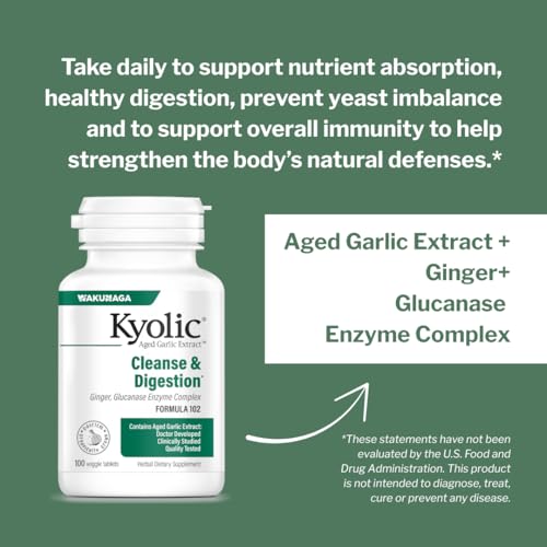 Cajas y cápsulas Kyolic 102 para uso diario y apoyo digestivo.