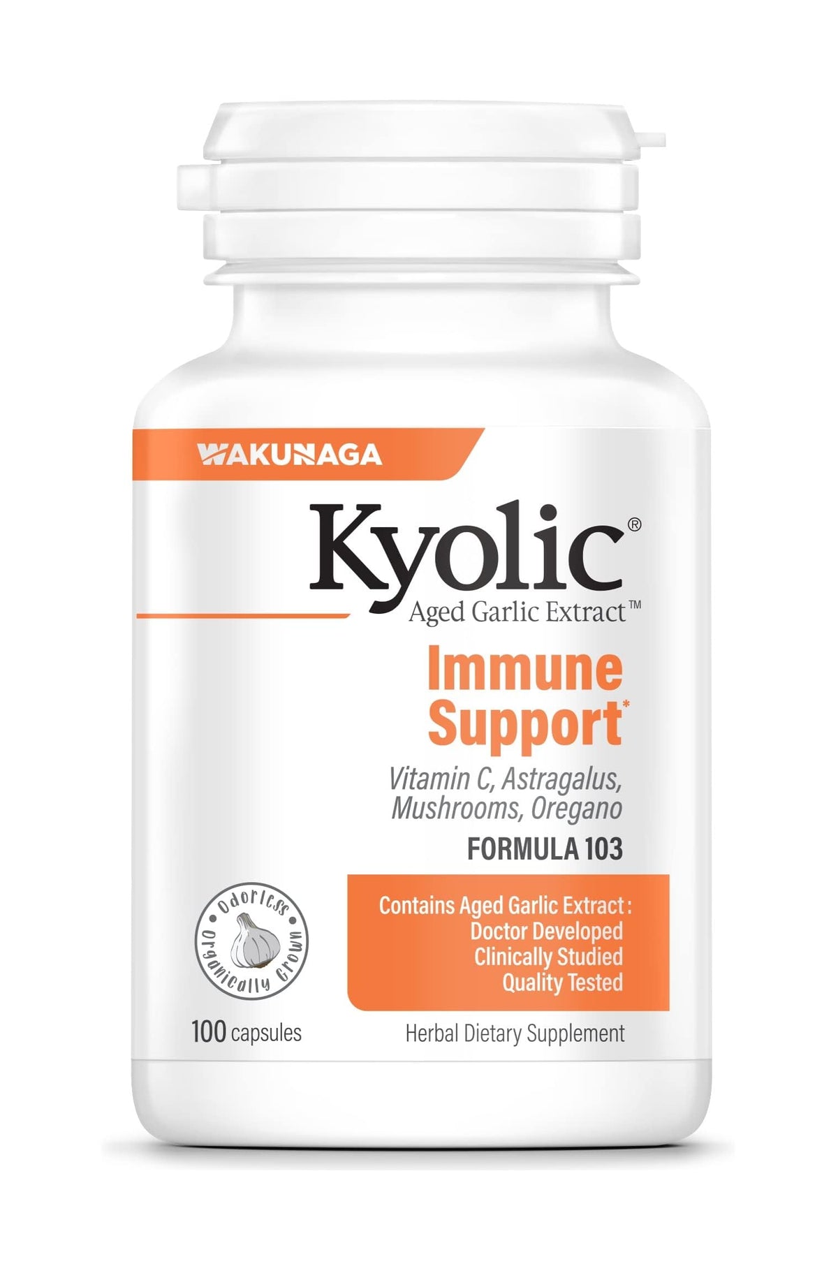 Kyolic Fórmula 103 en botella: apoyo potencial al sistema inmune.