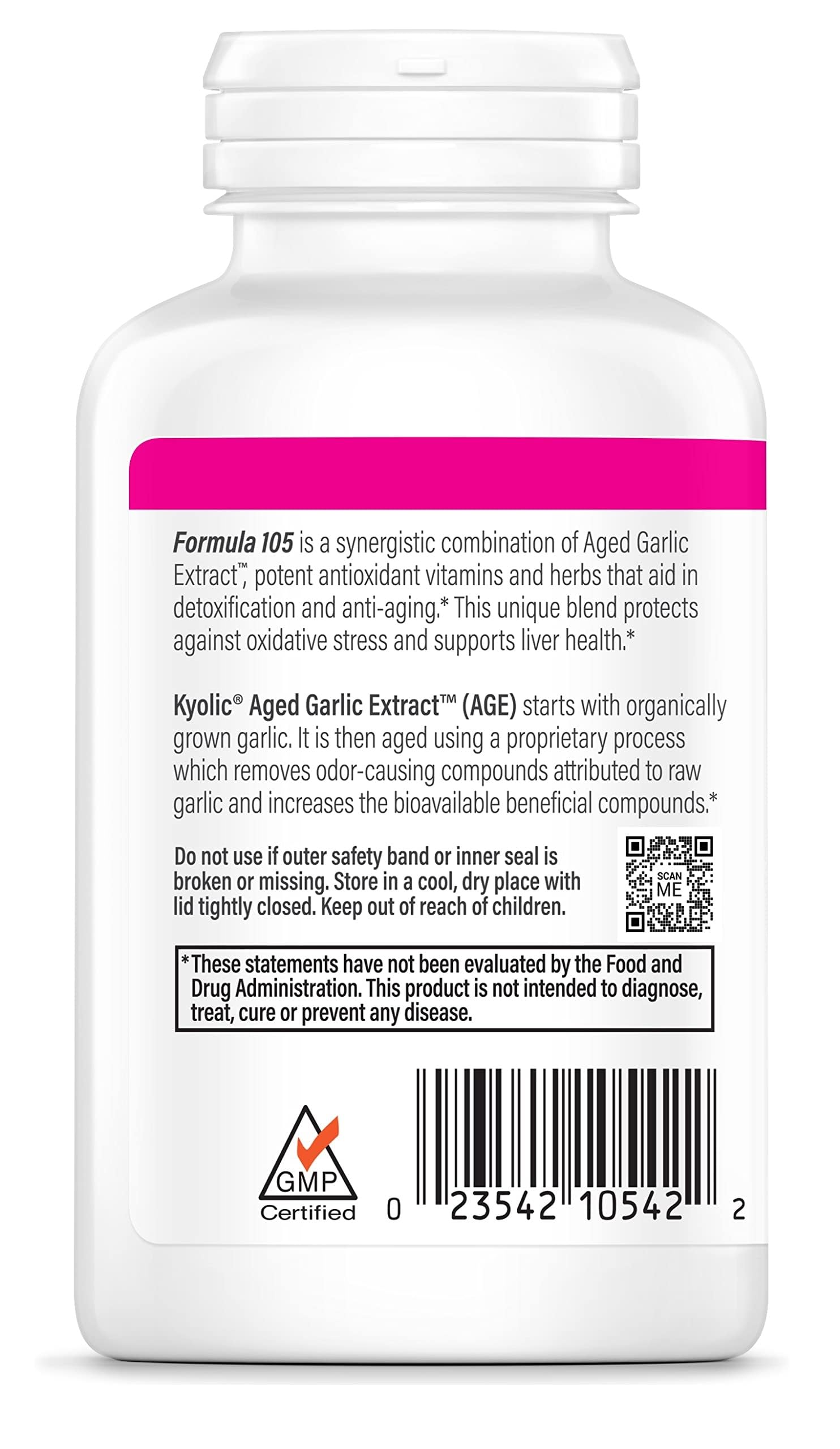 Ajo orgánico Kyolic 105 en su fórmula natural para bienestar diario.