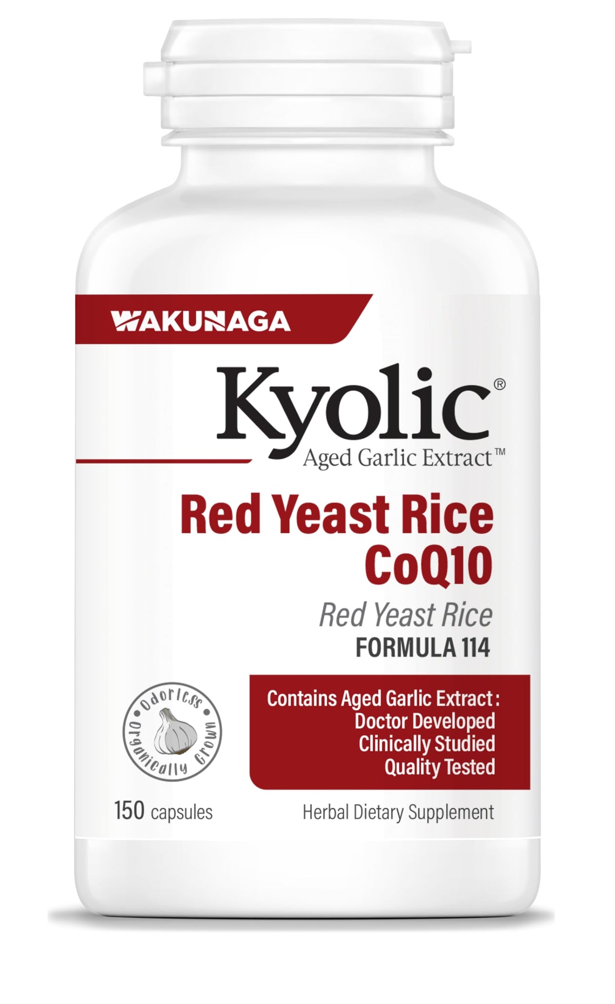 Kyolic ajo envejecido botella frontal, apoyo a la salud cardiovascular