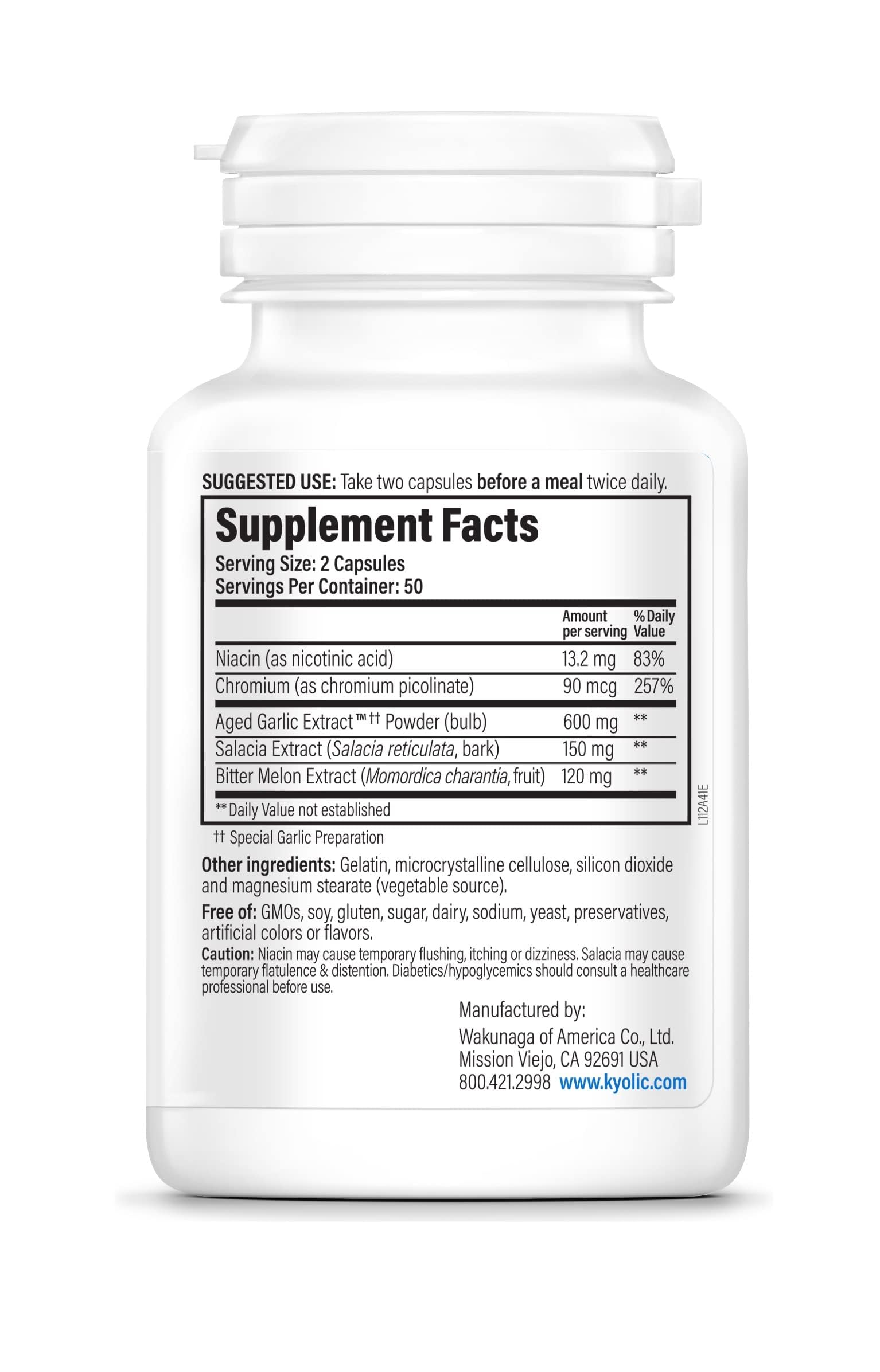 Kyolic Cápsulas 112, útiles para apoyo cardiovascular y metabolismo.