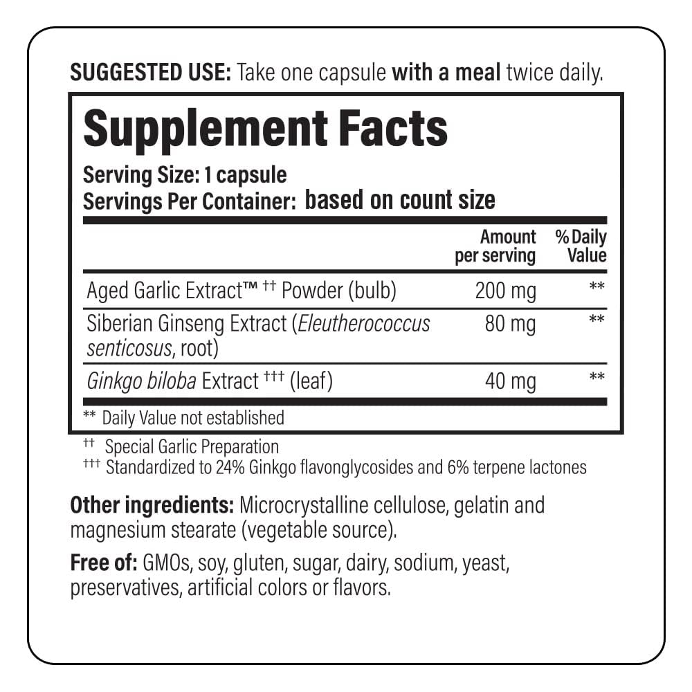 Etiqueta Kyolic Specialty para cerebro y claridad mental.